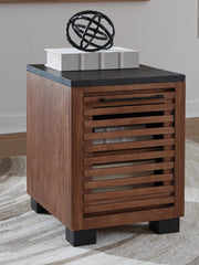 A2Z Furniture - Ashley Furniture - Kallari Chairside End Table - Chair Side End Table / Warm Brown/Black - T737-7