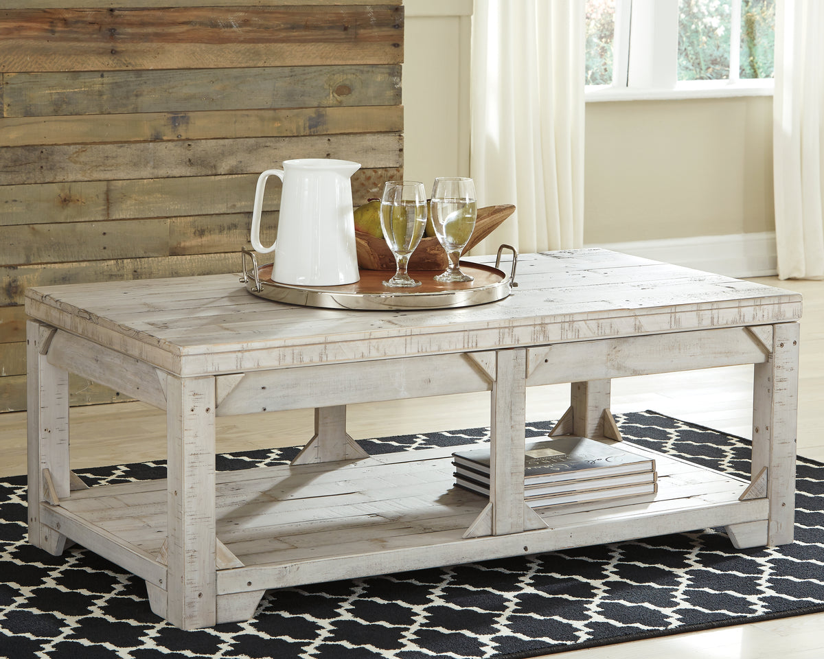 A2Z Furniture - Ashley Furniture - Fregine Coffee Table with Lift Top - Lift Top Cocktail Table / Whitewash - T755-9