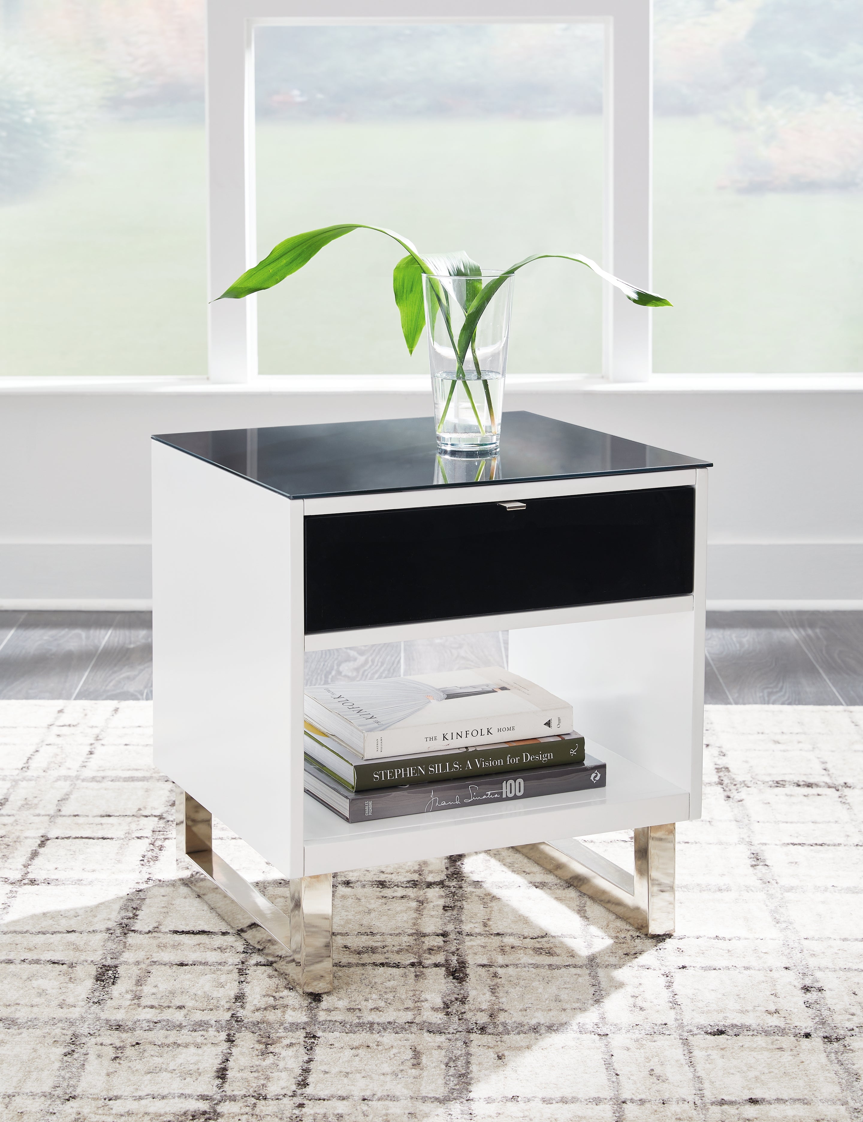 A2Z Furniture - Ashley Furniture - Gardoni End Table - Rectangular End Table / White/Black - T756-3