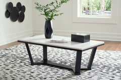 A2Z Furniture - Ashley Furniture - Fostead Coffee Table - Rectangular Cocktail Table / White/Espresso - T770-1