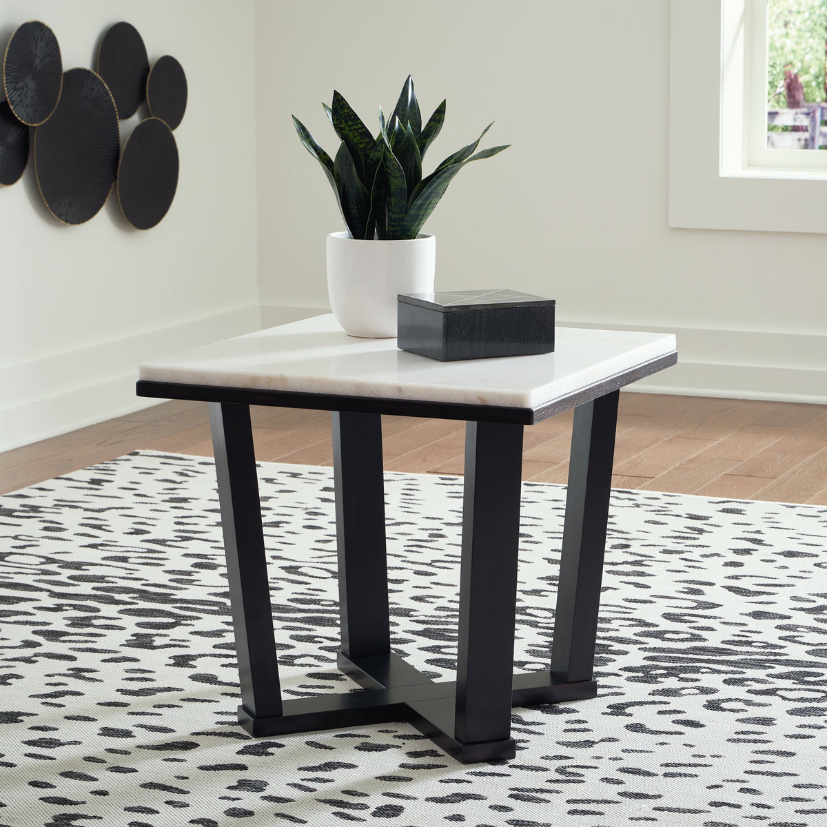 A2Z Furniture - Ashley Furniture - Fostead End Table - Square End Table / White/Espresso - T770-2