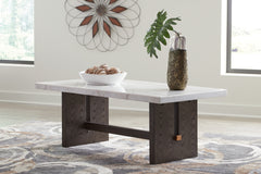 A2Z Furniture - Ashley Furniture - Burkhaus Coffee Table - Rectangular Cocktail Table / White/Dark Brown - T779-1
