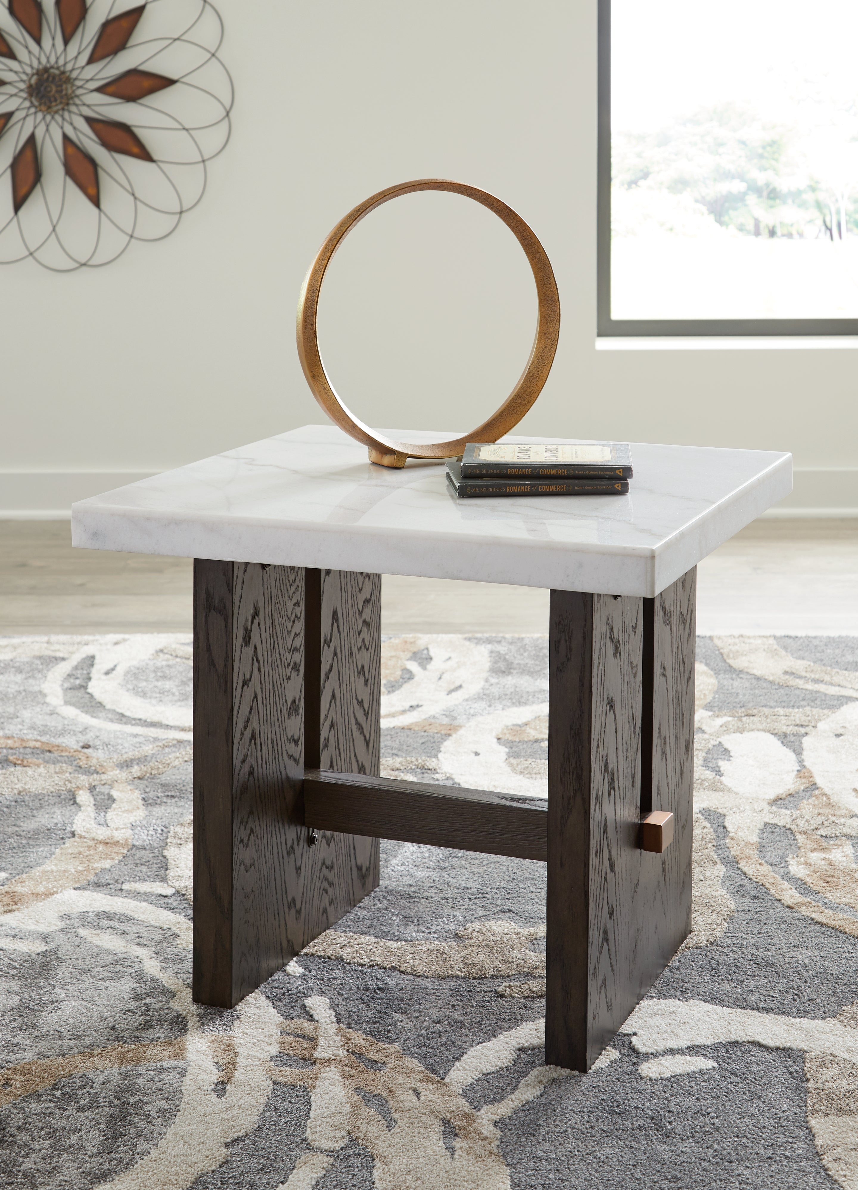 A2Z Furniture - Ashley Furniture - Burkhaus End Table - Rectangular End Table / White/Dark Brown - T779-3