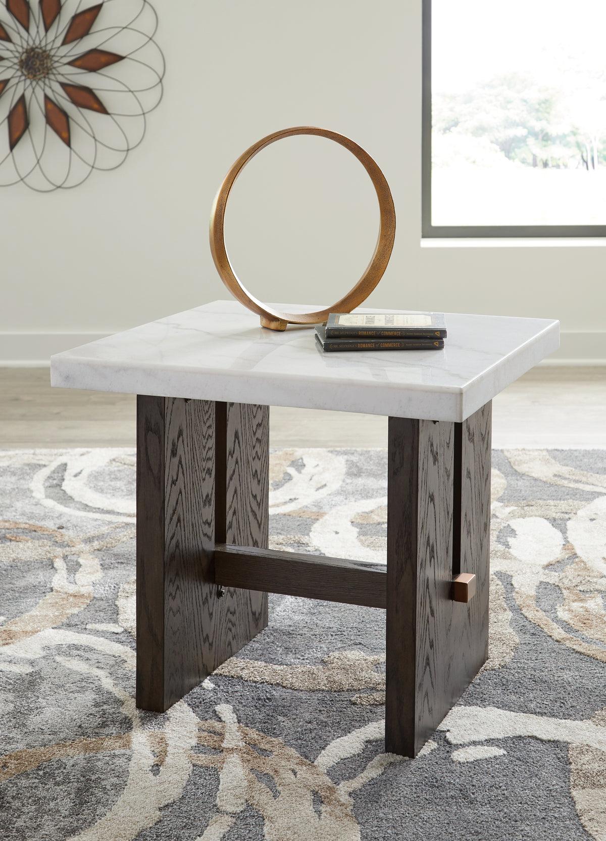 A2Z Furniture - Ashley Furniture - Burkhaus End Table - Rectangular End Table / White/Dark Brown - T779-3