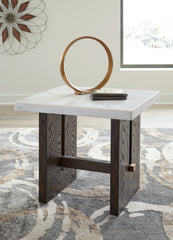 A2Z Furniture - Ashley Furniture - Burkhaus End Table - Rectangular End Table / White/Dark Brown - T779-3