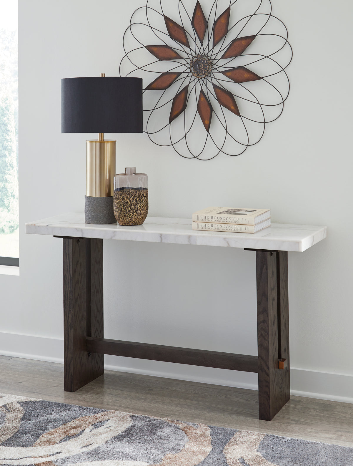 A2Z Furniture - Ashley Furniture - Burkhaus Sofa Table - Sofa Table / White/Dark Brown - T779-4