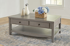 A2Z Furniture - Ashley Furniture - Charina Coffee Table - Rectangular Cocktail Table / Antique Gray - T784-1