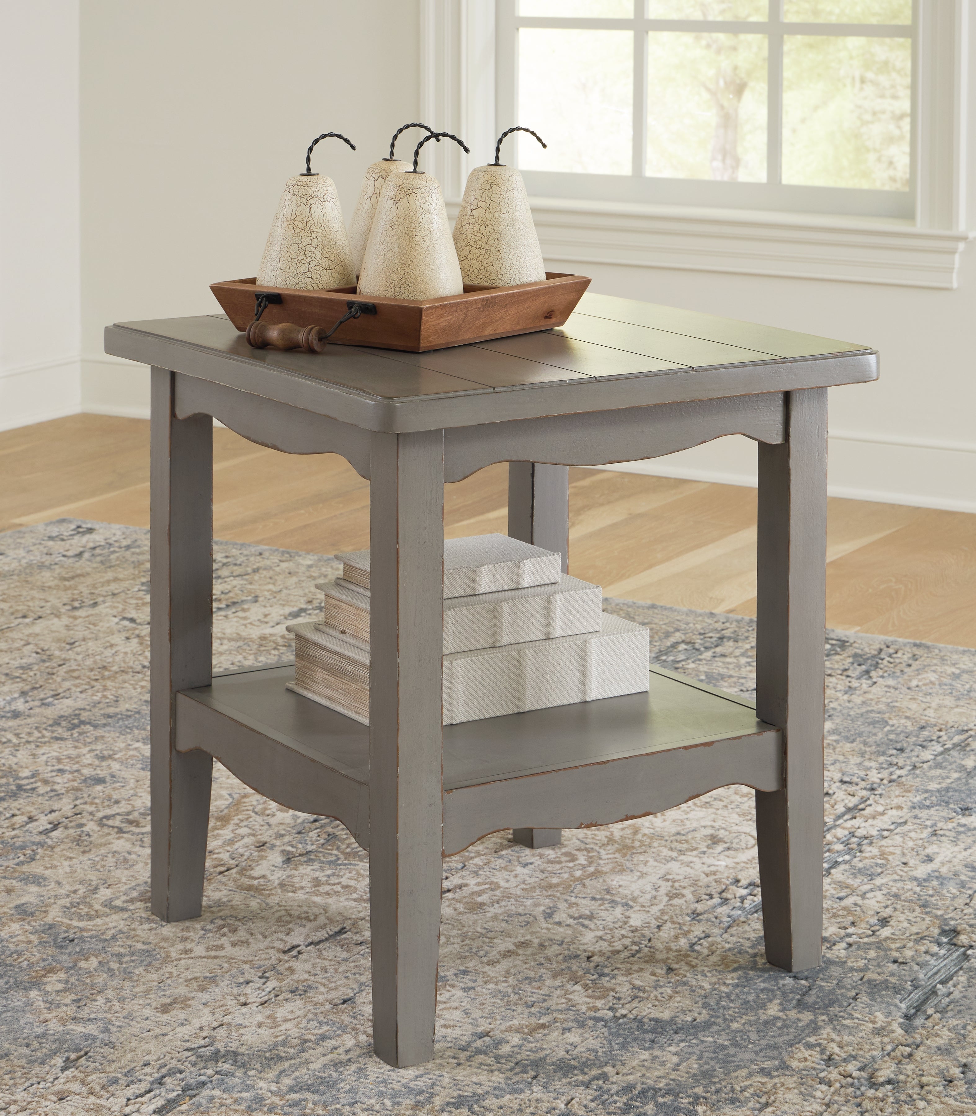 A2Z Furniture - Ashley Furniture - Charina End Table - Square End Table / Antique Gray - T784-2