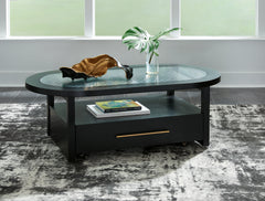 A2Z Furniture - Ashley Furniture - Winbardi Coffee Table - Oval Cocktail Table / Black - T786-0