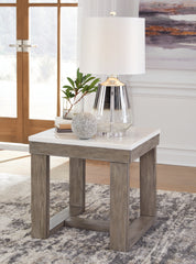 A2Z Furniture - Ashley Furniture - Loyaska End Table - Rectangular End Table / Grayish Brown/White - T854-3