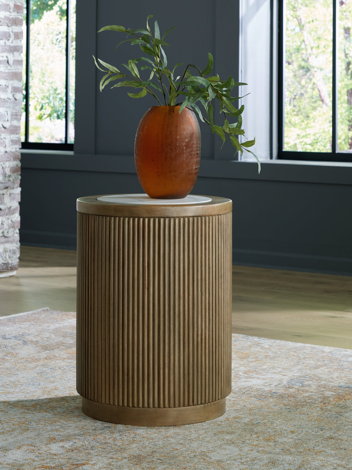 A2Z Furniture - Ashley Furniture - Camdill End Table - Round End Table / Light Brown/White - T808-6
