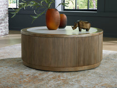 A2Z Furniture - Ashley Furniture - Camdill Coffee Table - Round Cocktail Table / Light Brown/White - T808-8