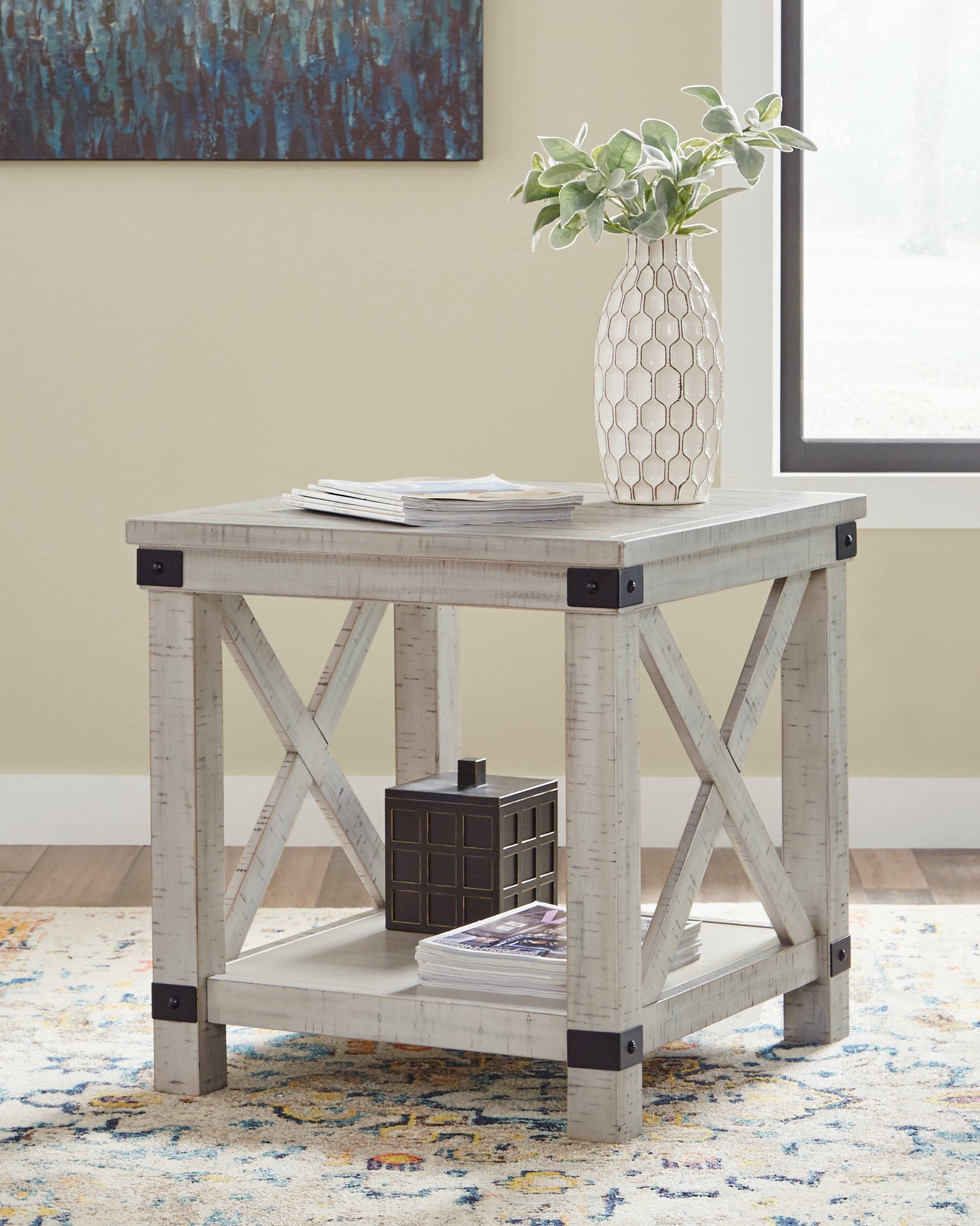 A2Z Furniture - Ashley Furniture - Carynhurst End Table - Rectangular End Table / Whitewash - T929-3