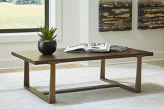 A2Z Furniture - Ashley Furniture - Balintmore Coffee Table - Rectangular Cocktail Table / Brown/Gold Finish - T967-1