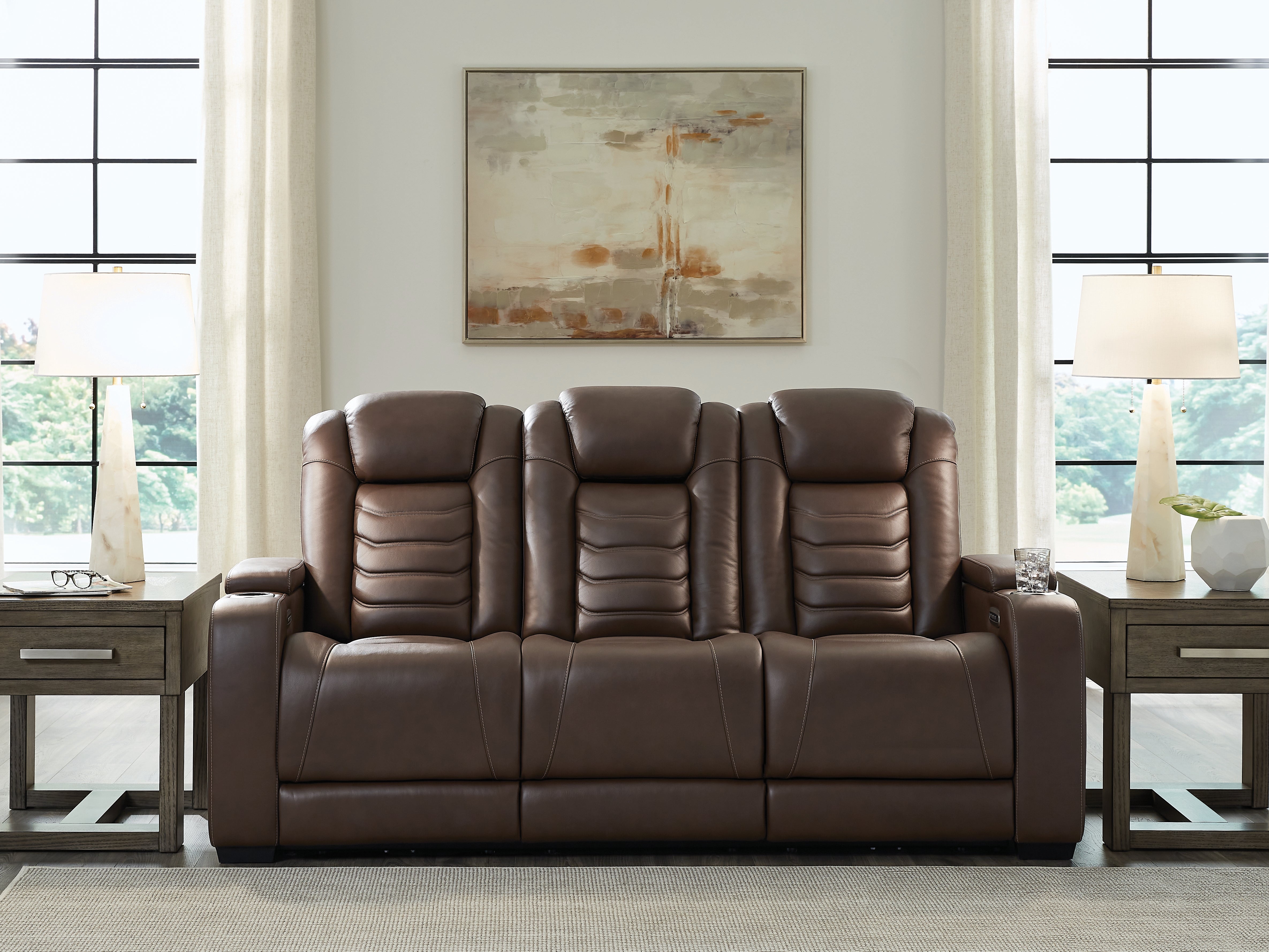 A2Z Furniture - Ashley Furniture - High Impact Living Room - PWR REC Sofa with ADJ Headrest / Tobacco - U1060115