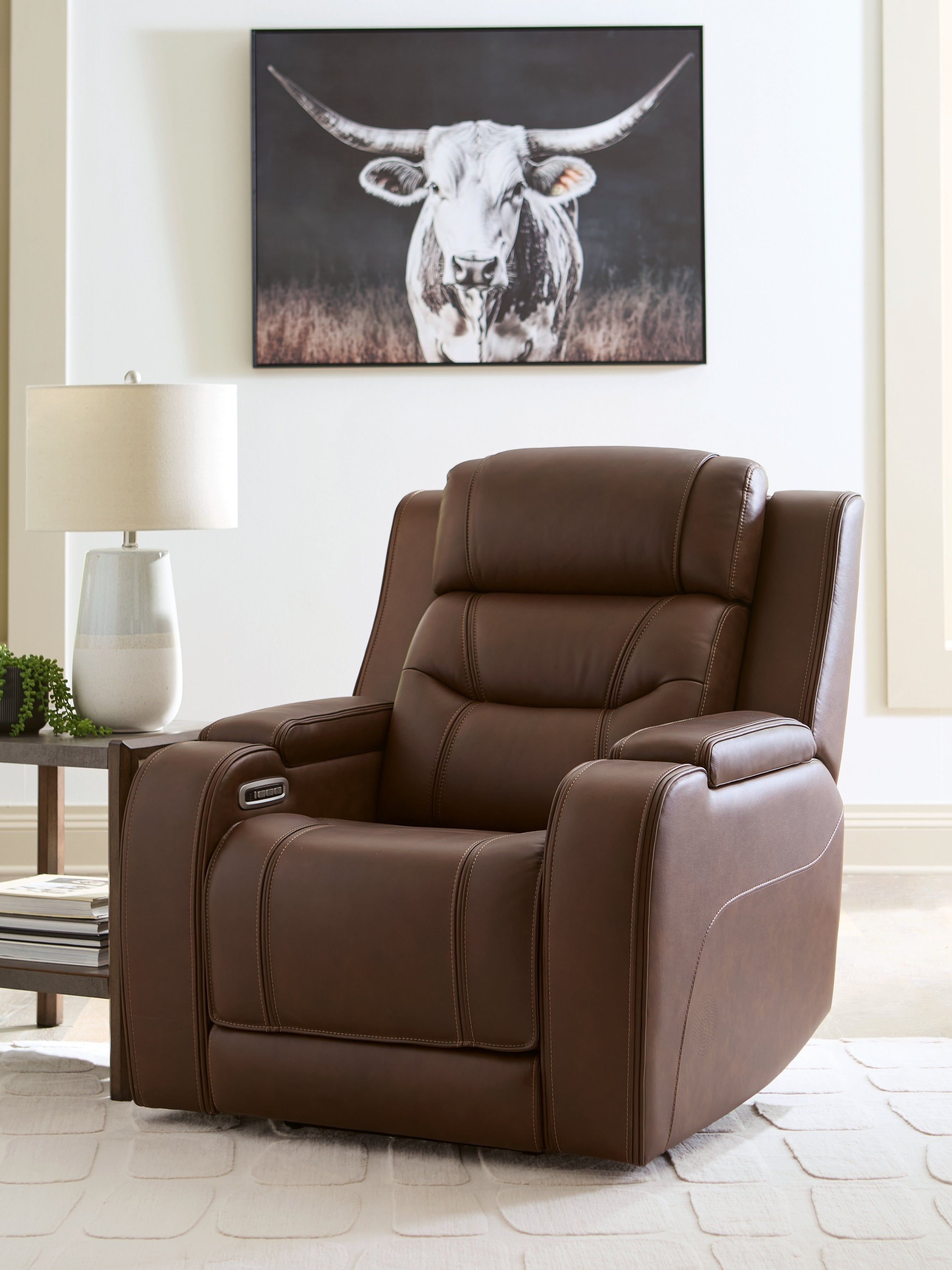 A2Z Furniture - Ashley Furniture - Knightington Living Room - Power Recliner w/Audio Seating / Brown - PCU1160213A