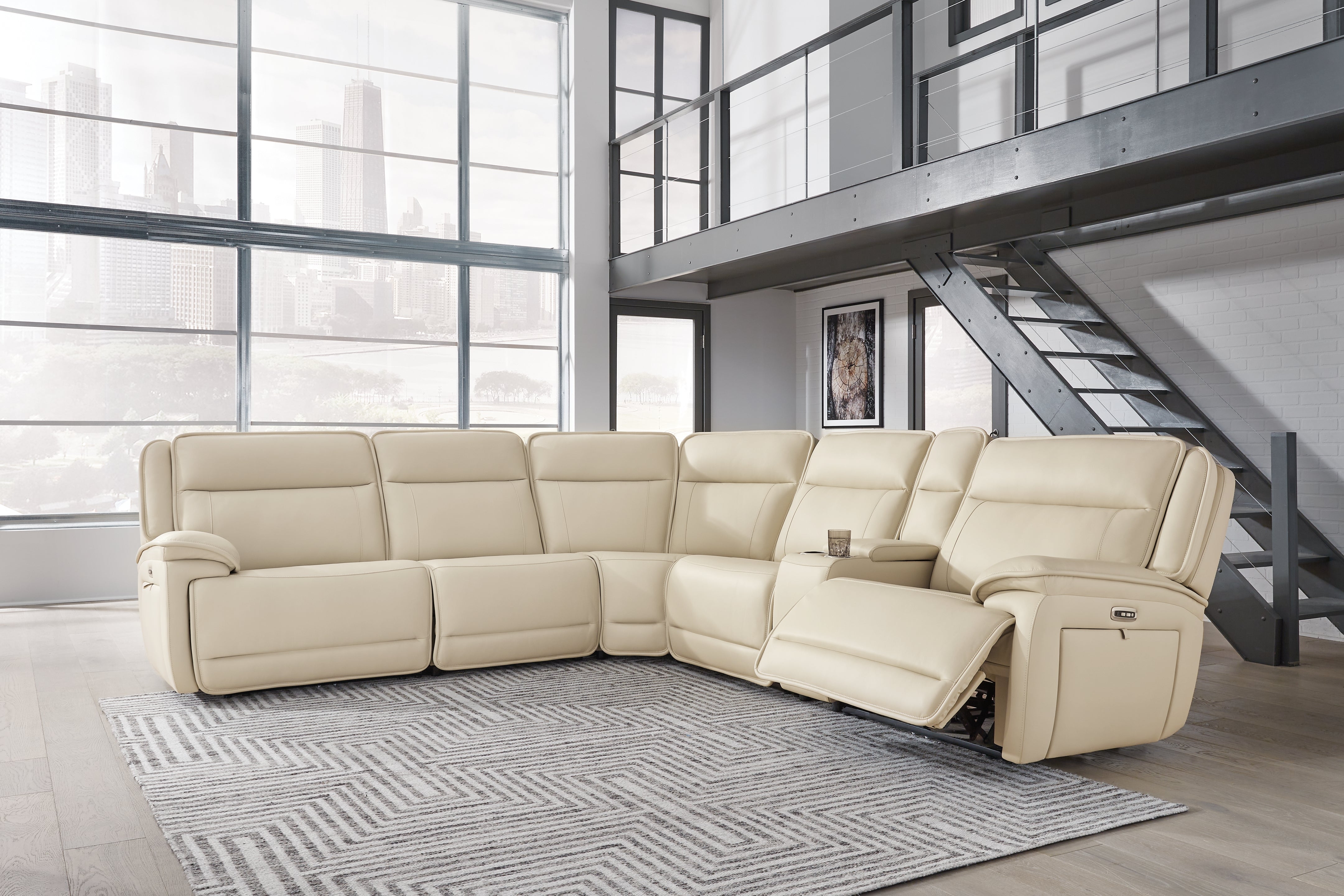 A2Z Furniture - Ashley Furniture - Double Deal Sectional - 6-Piece Power Reclining Sectional / Almond - U13001S1