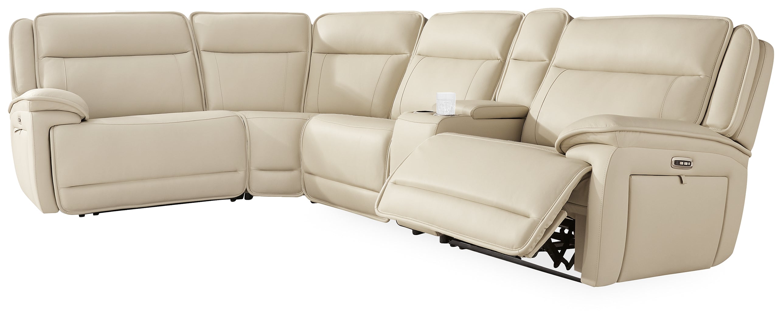 A2Z Furniture - Ashley Furniture - Double Deal Sectional - 5-Piece Reclining Sectional with Console / Almond - U13001S8