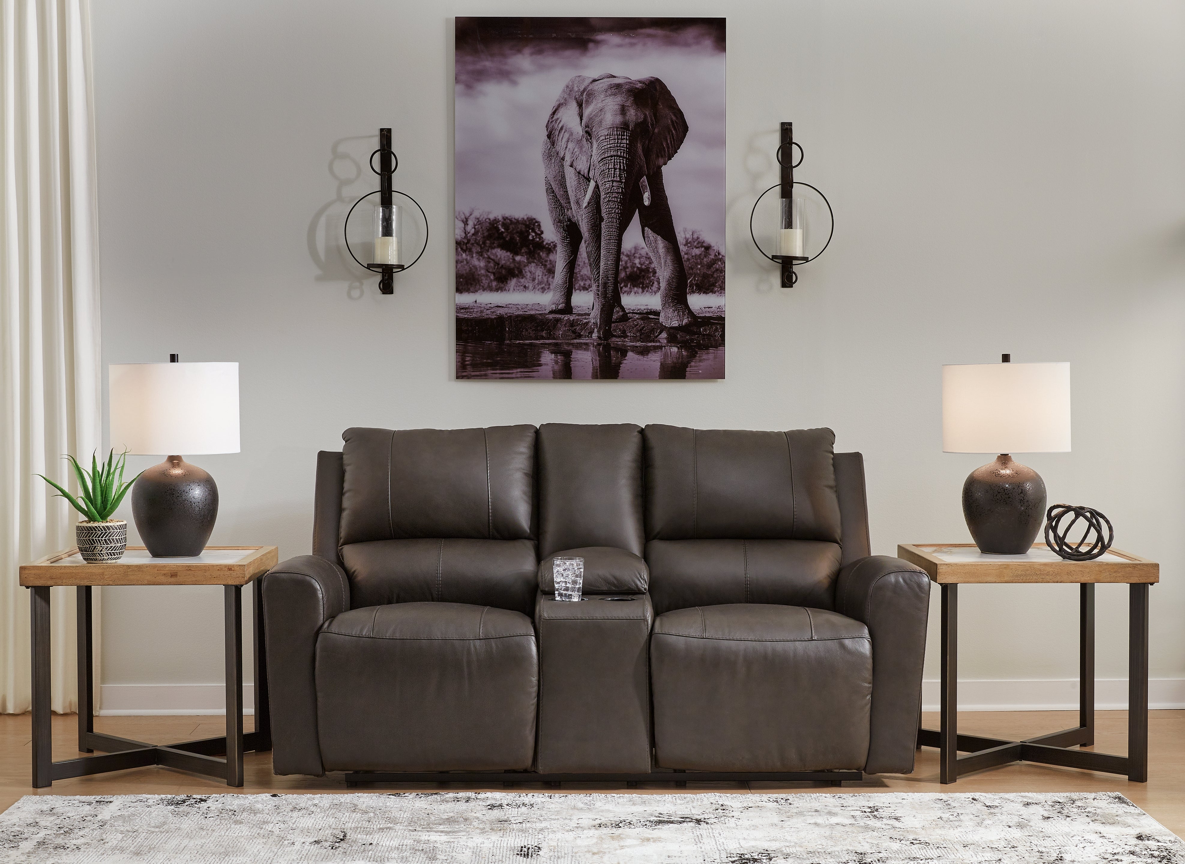 A2Z Furniture - Ashley Furniture - Boxmere Living Room - DBL REC PWR Loveseat w/Console / Storm - U1310096