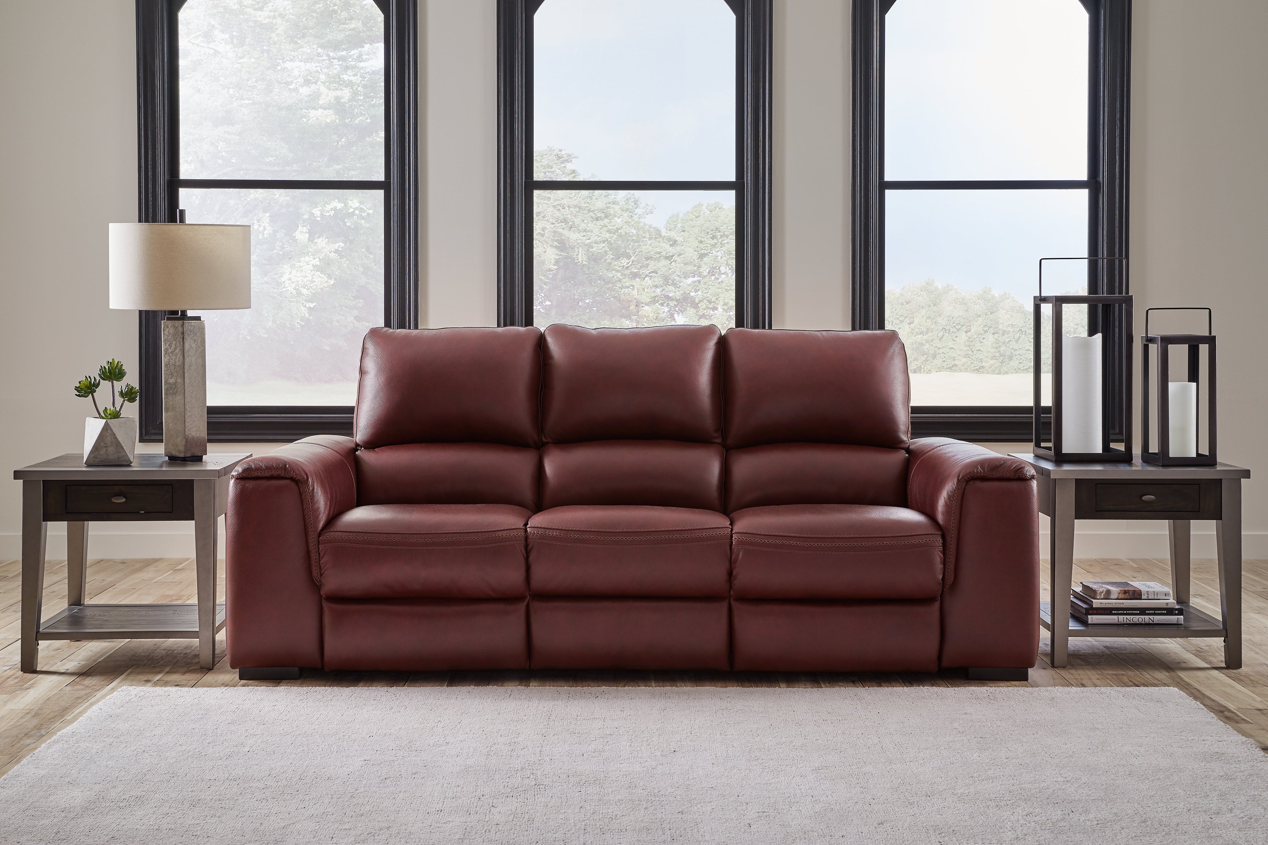 A2Z Furniture - Ashley Furniture - Alessandro Living Room - PWR REC Sofa with ADJ Headrest / Garnet - U2550115