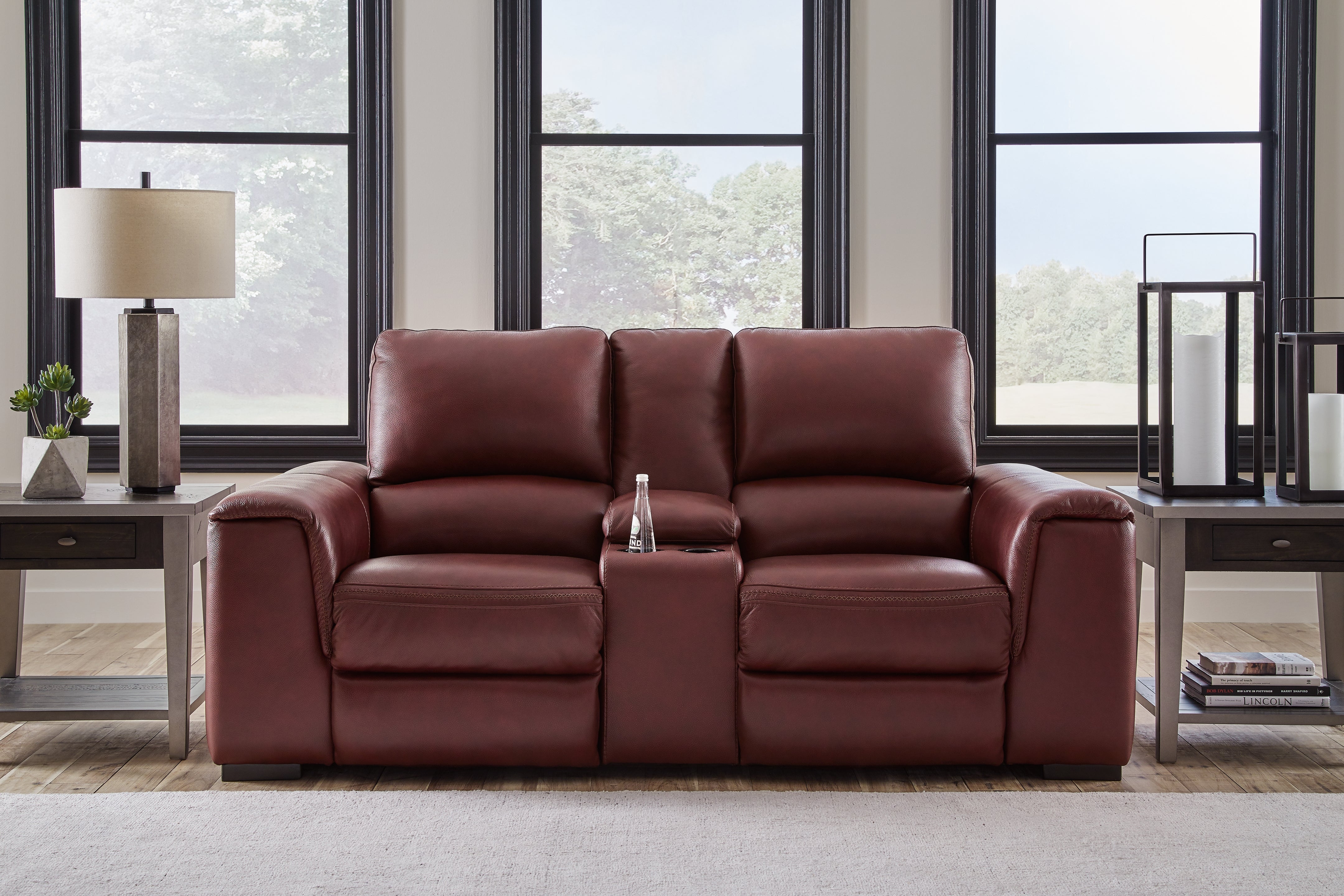 A2Z Furniture - Ashley Furniture - Alessandro Living Room - PWR REC Loveseat/CON/ADJ HDRST / Garnet - U2550118