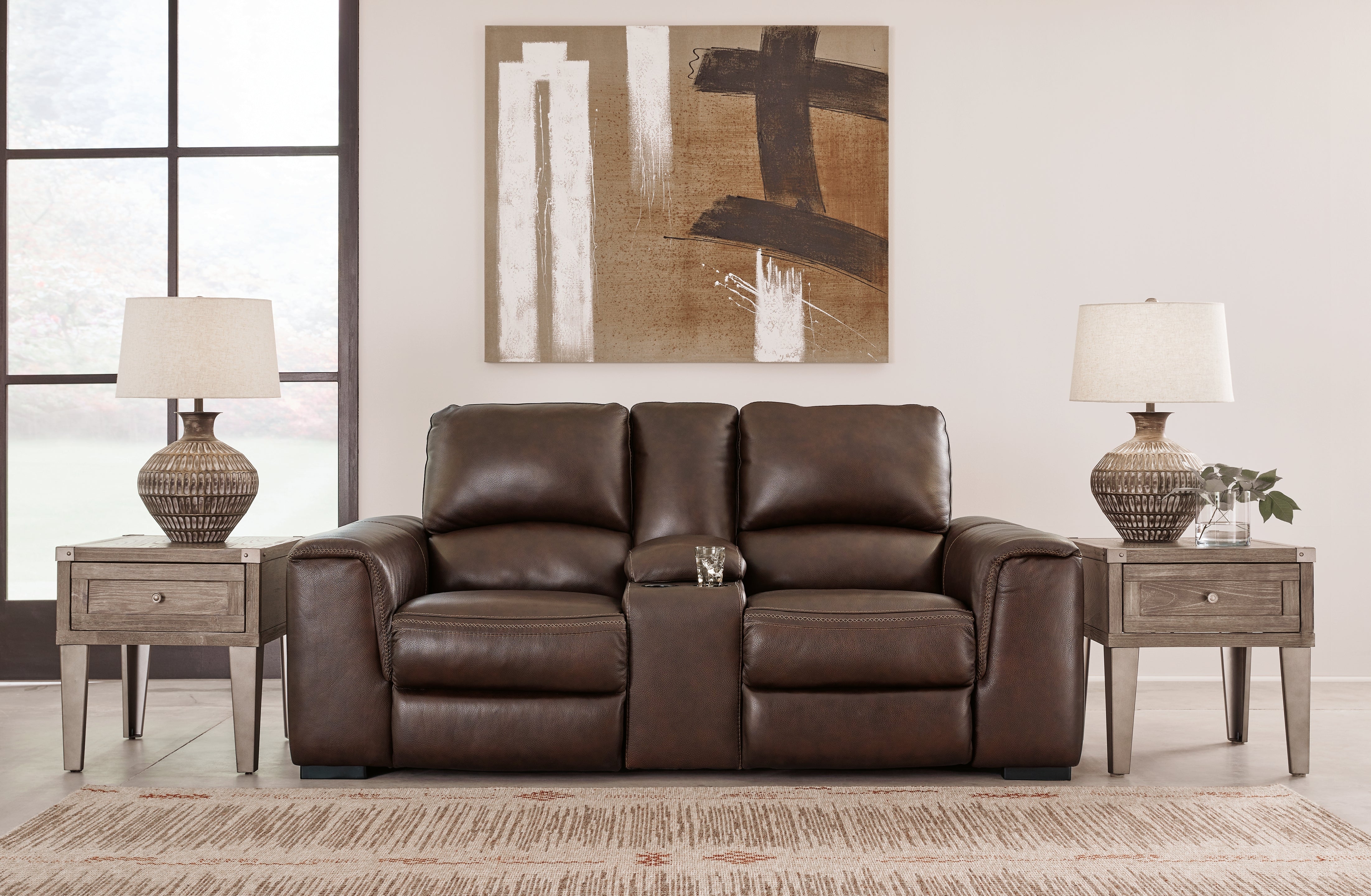 A2Z Furniture - Ashley Furniture - Alessandro Living Room - PWR REC Loveseat/CON/ADJ HDRST / Walnut - U2550218