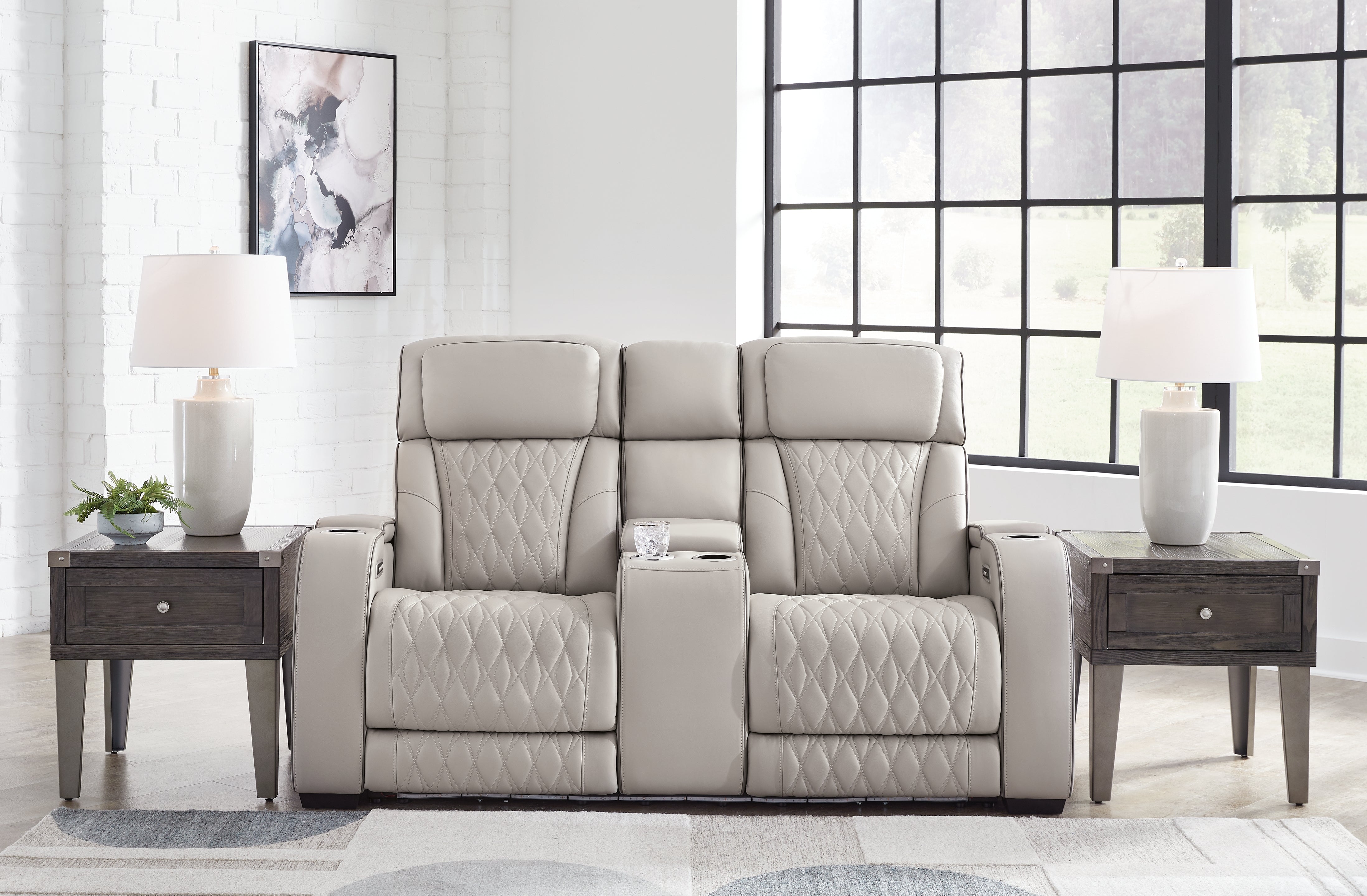 A2Z Furniture - Ashley Furniture - Boyington Living Room - PWR REC Loveseat/CON/ADJ HDRST / Gray - U2710518