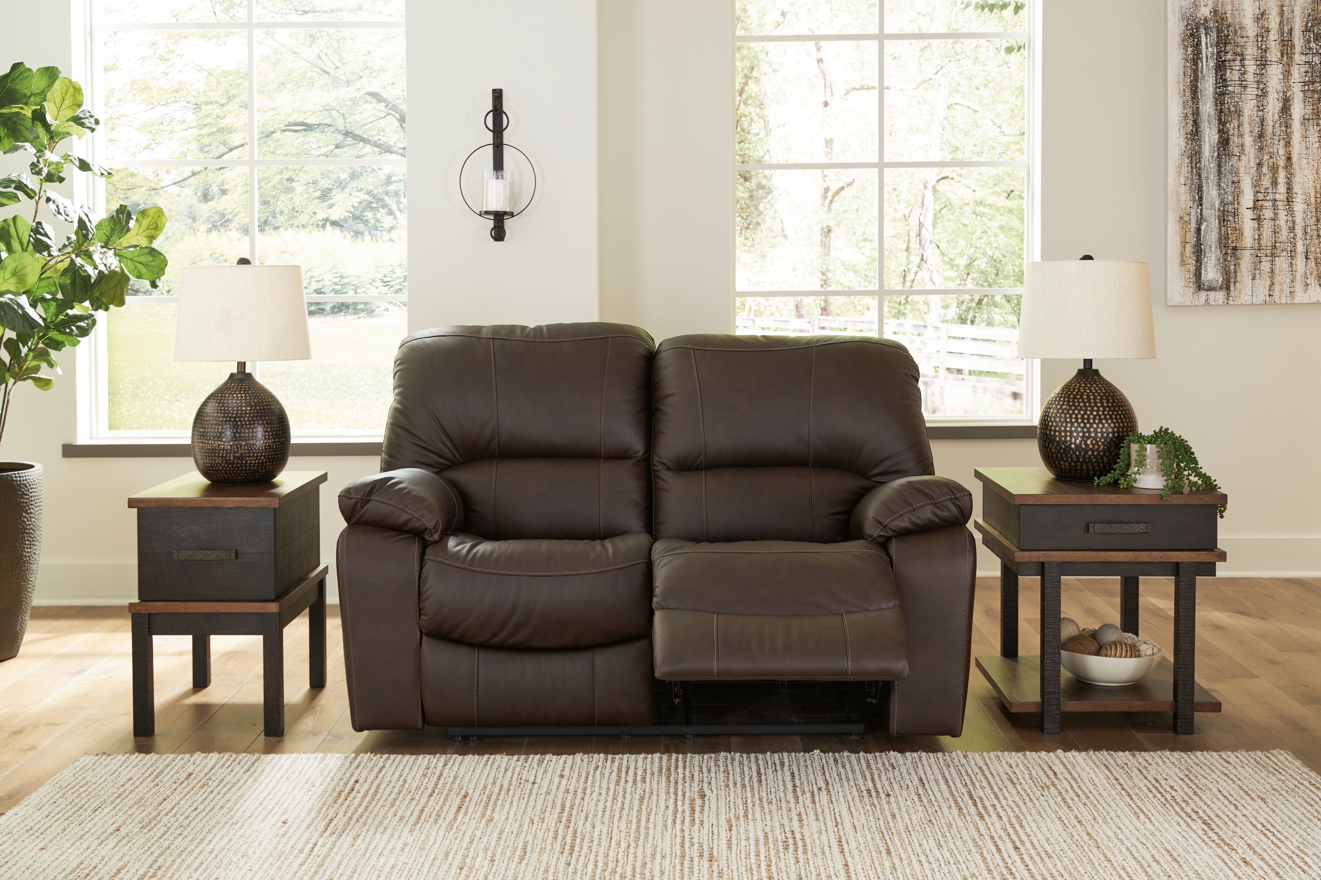 A2Z Furniture - Ashley Furniture - Leesworth Living Room - Reclining Power Loveseat / Dark Brown - U4380874