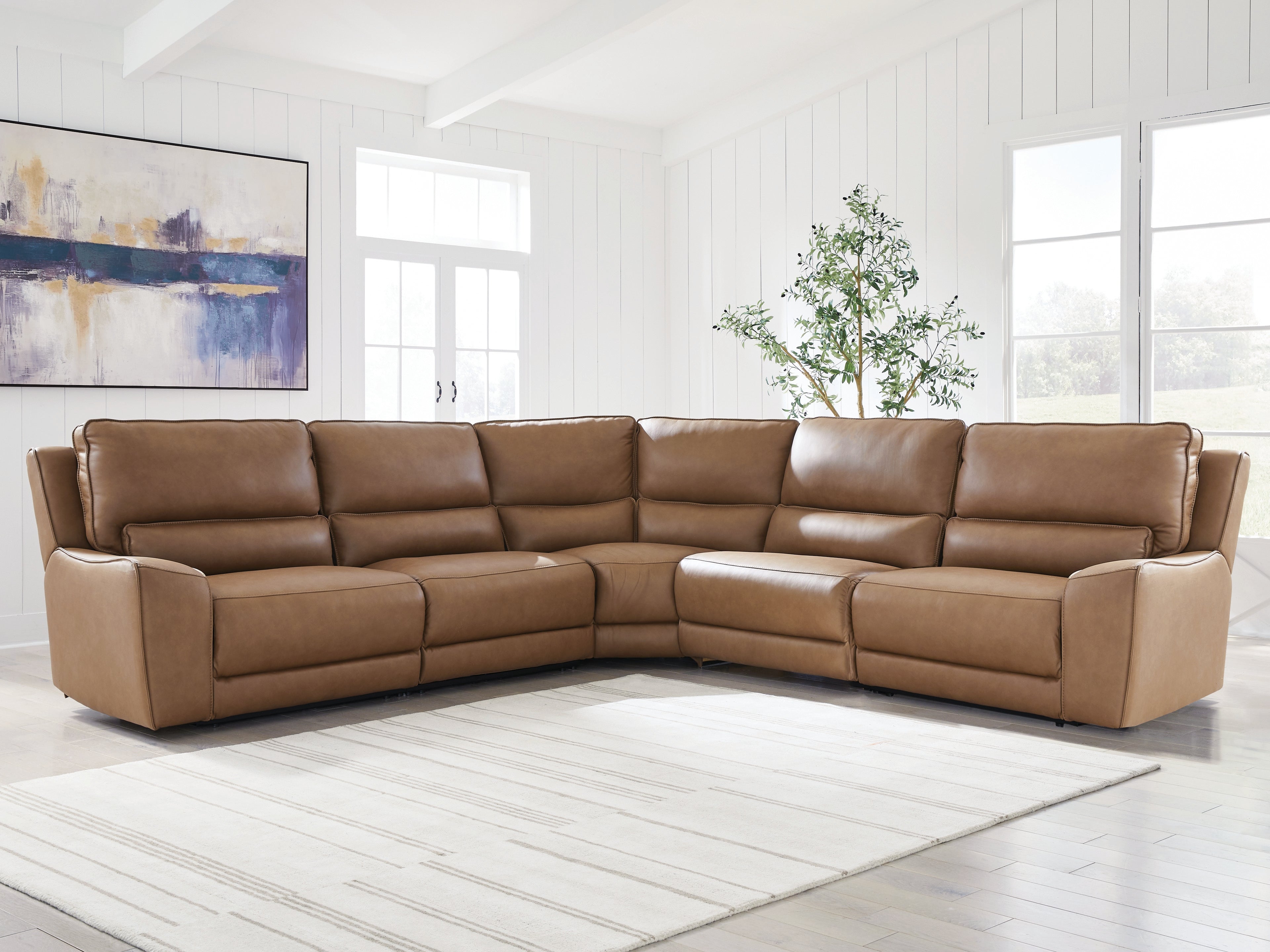 A2Z Furniture - Ashley Furniture - DeepWakes Sectional - 5-Piece Power Reclining Sectional / Caramel - PCU62606S8