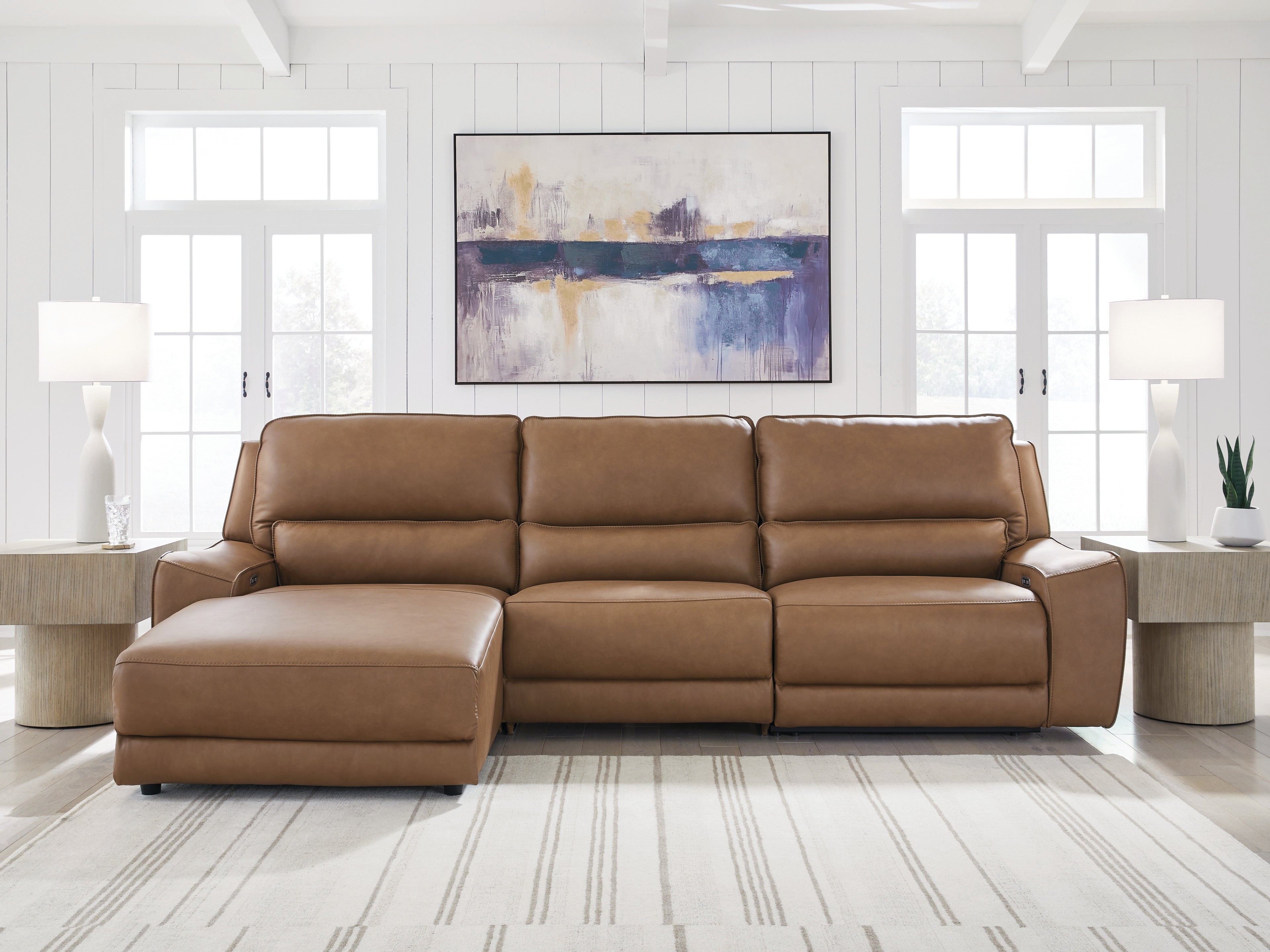 A2Z Furniture - Ashley Furniture - DeepWakes Sectional - 3-Piece Reclining Sofa Chaise / Caramel - PCU62606S23