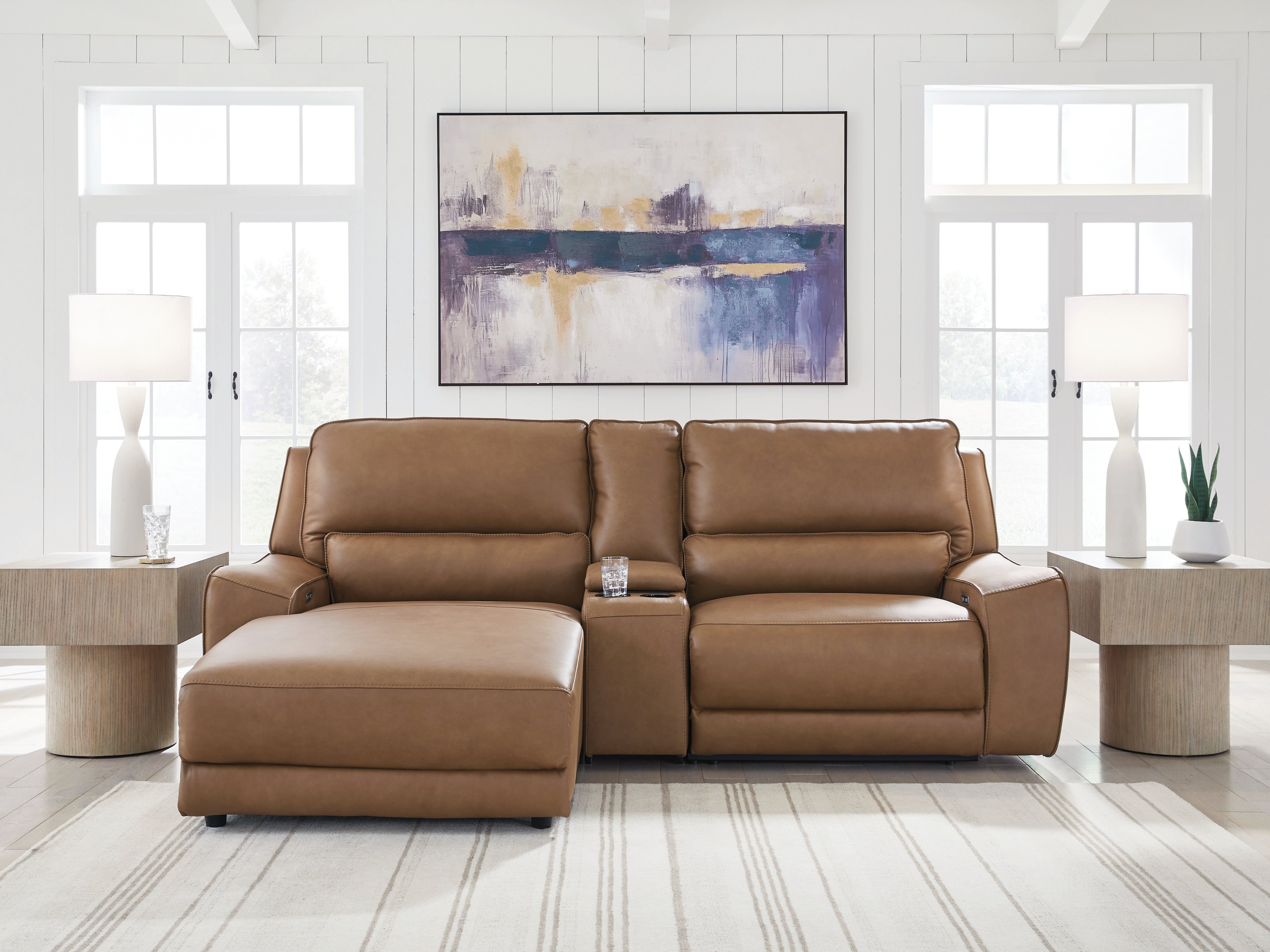A2Z Furniture - Ashley Furniture - DeepWakes Sectional - 3-Piece Power Reclining Sectional with Chaise / Caramel - PCU62606S17