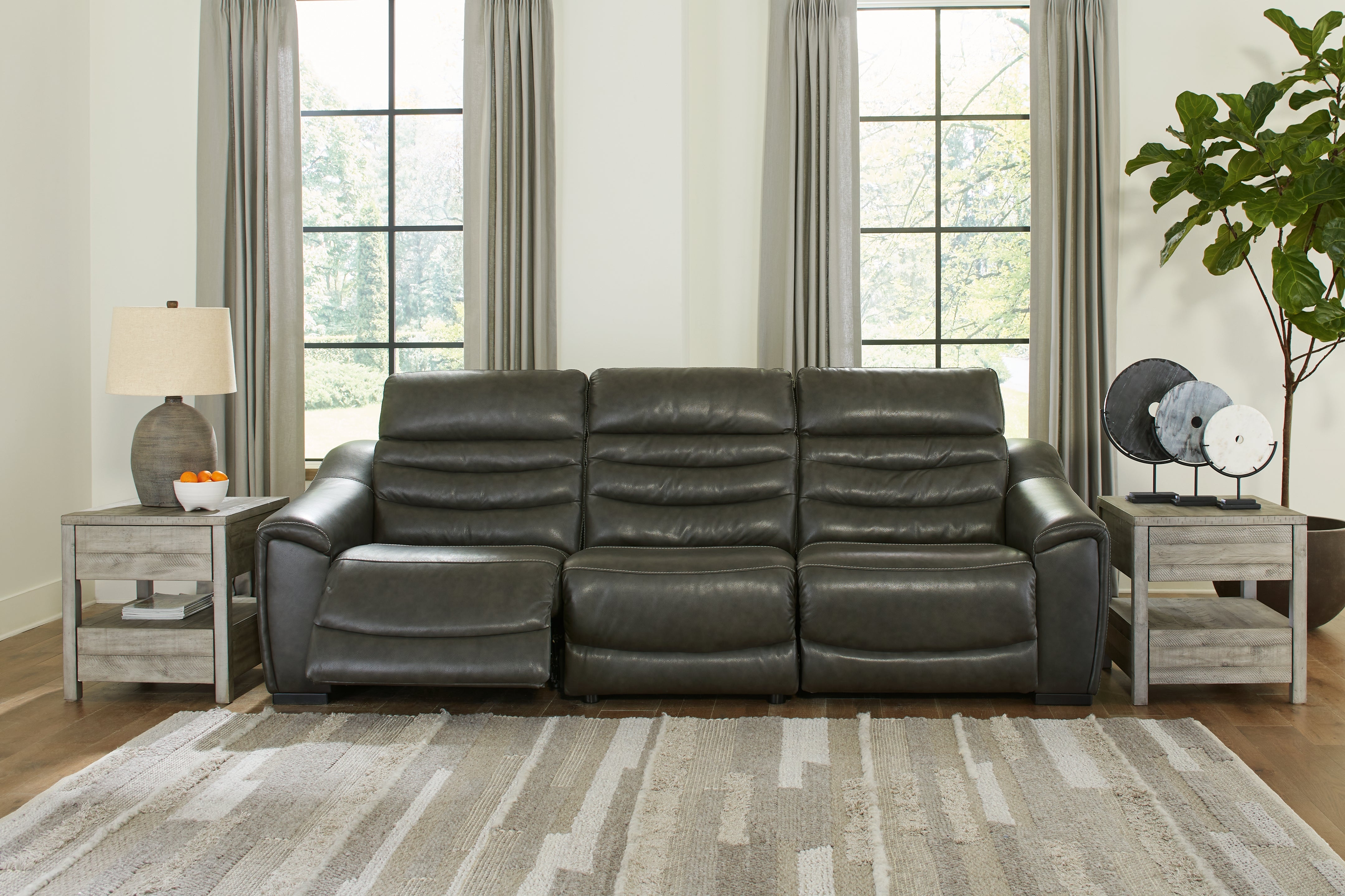 A2Z Furniture - Ashley Furniture - Center Line Sectional - 3-Piece Power Reclining Sectional Sofa / Dark Gray - U63404S5