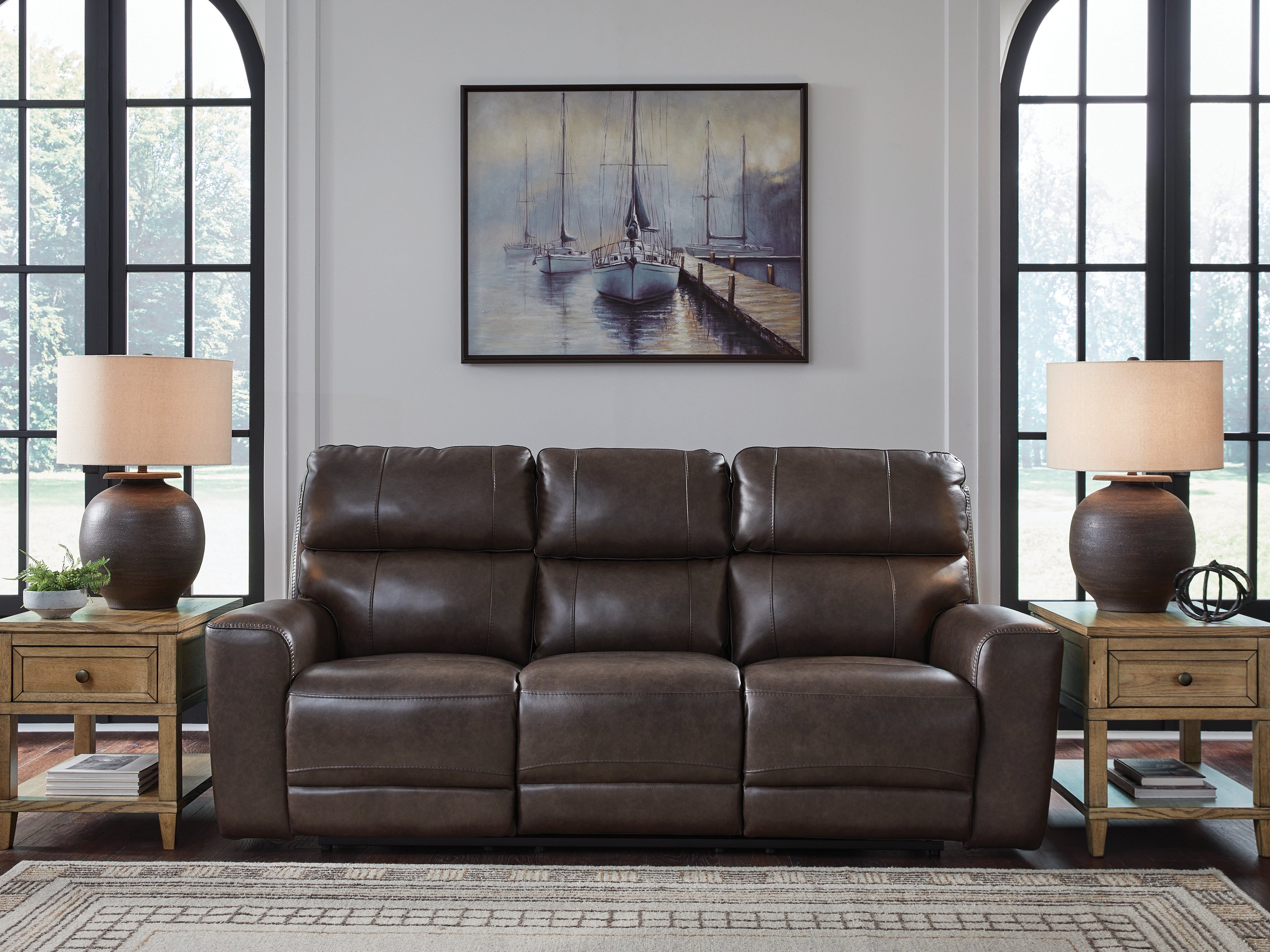 A2Z Furniture - Ashley Furniture - Crossplex Living Room - PWR REC Sofa with ADJ Headrest / Smoke - PCU6450615