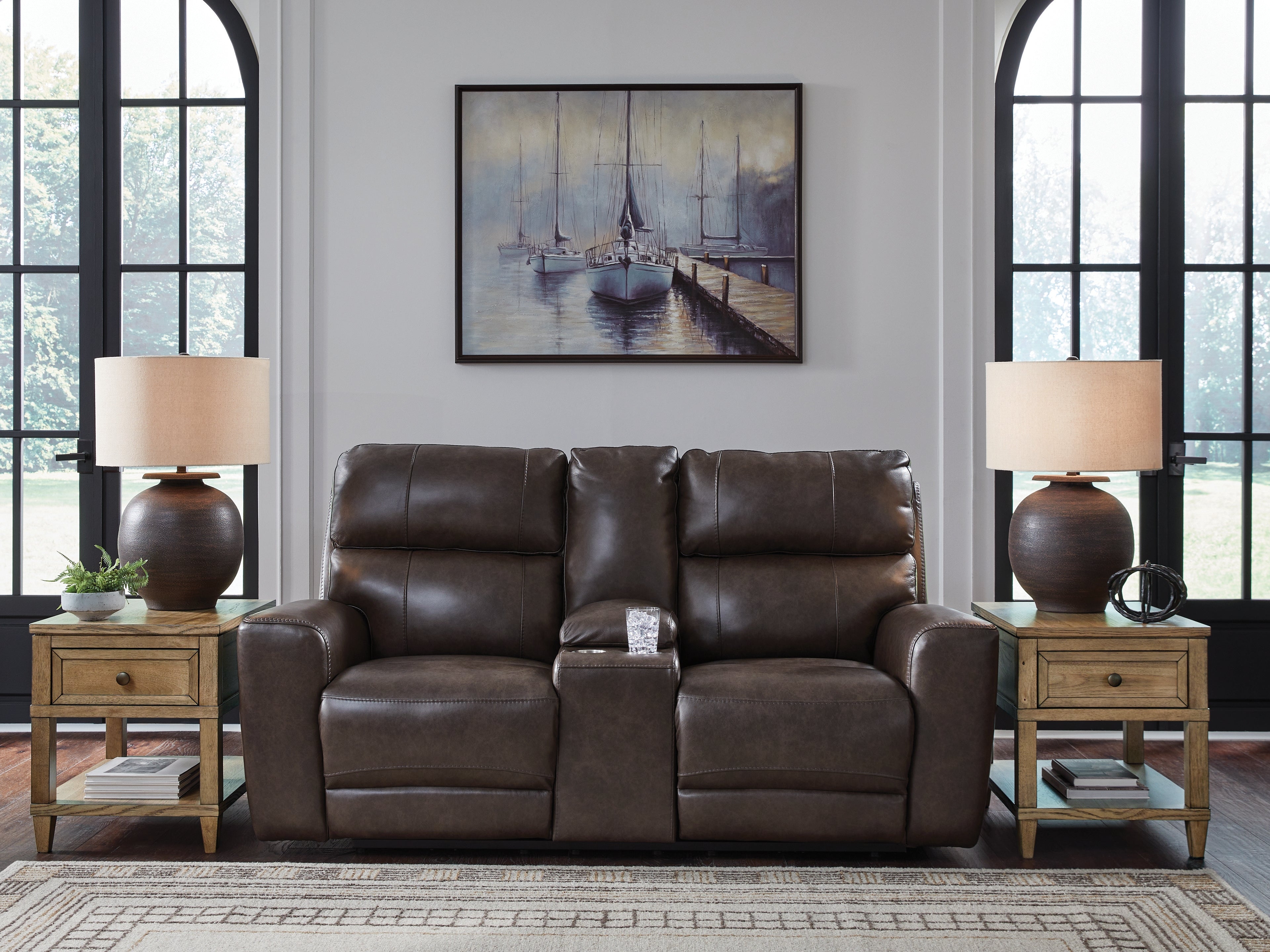 A2Z Furniture - Ashley Furniture - Crossplex Living Room - PWR REC Loveseat/CON/ADJ HDRST / Smoke - PCU6450618