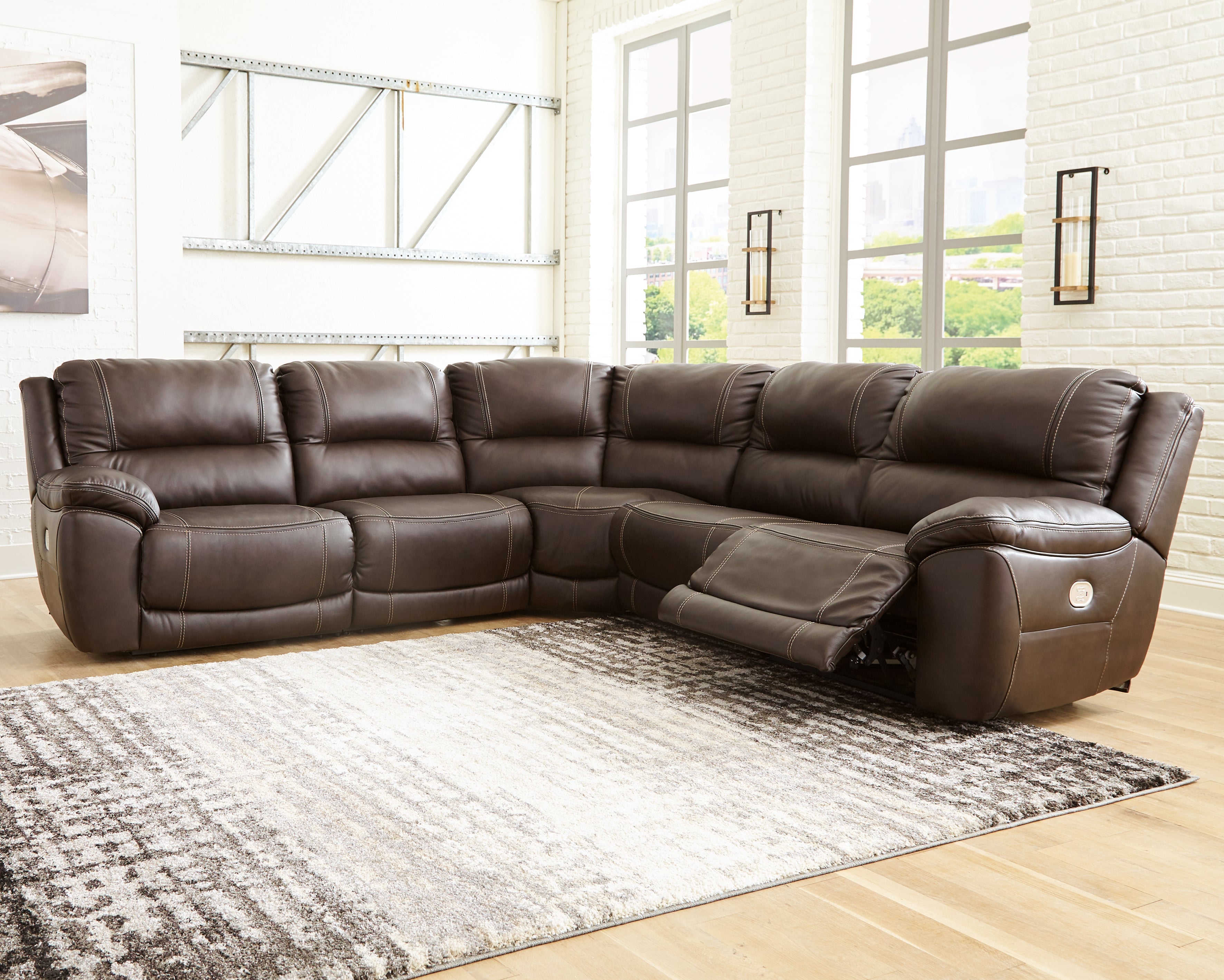 A2Z Furniture - Ashley Furniture - Dunleith Sectional - 2-Piece Power Reclining Sectional Loveseat / Chocolate - U71604S3
