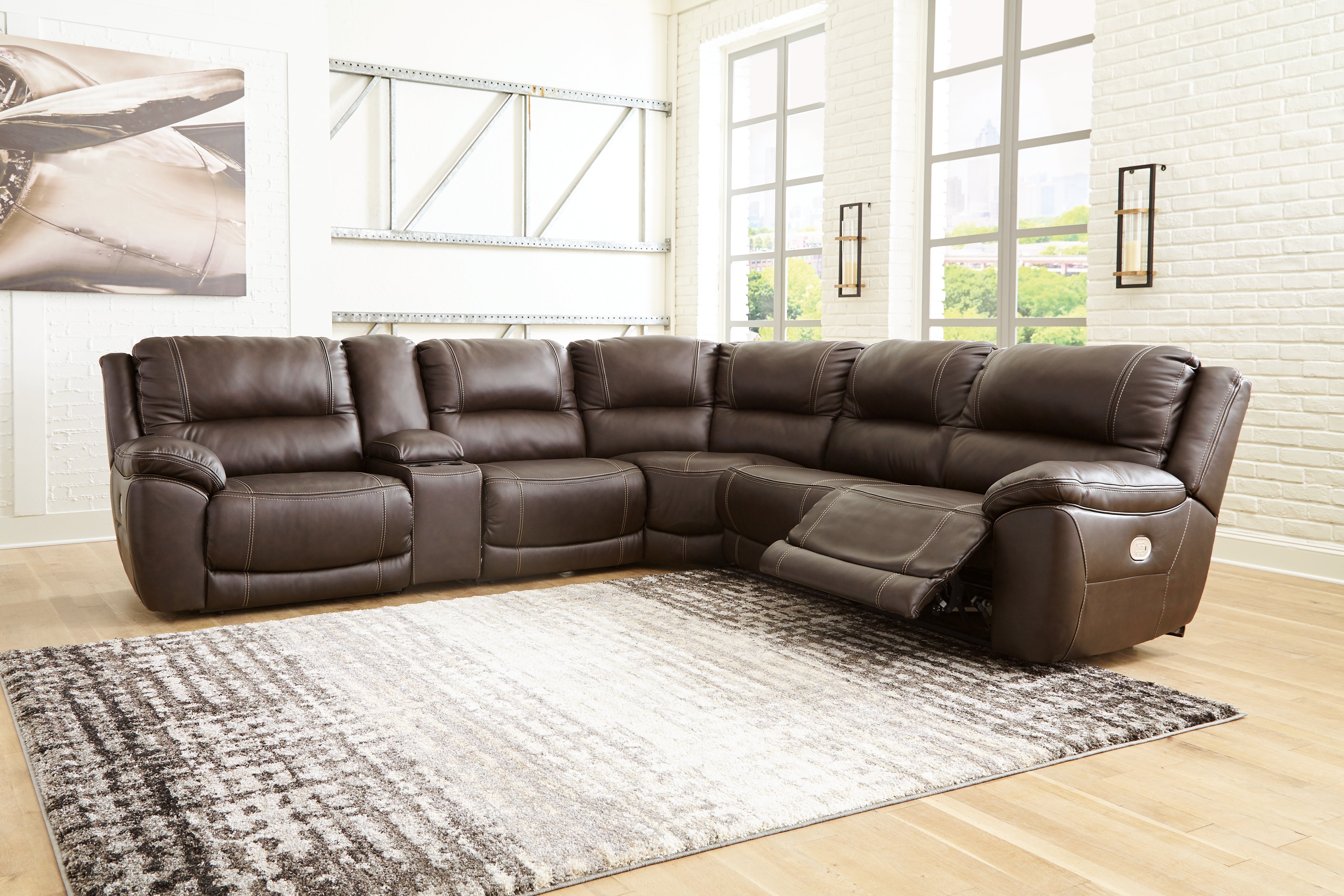 A2Z Furniture - Ashley Furniture - Dunleith Sectional - 6-Piece Power Reclining Sectional / Chocolate - U71604S2