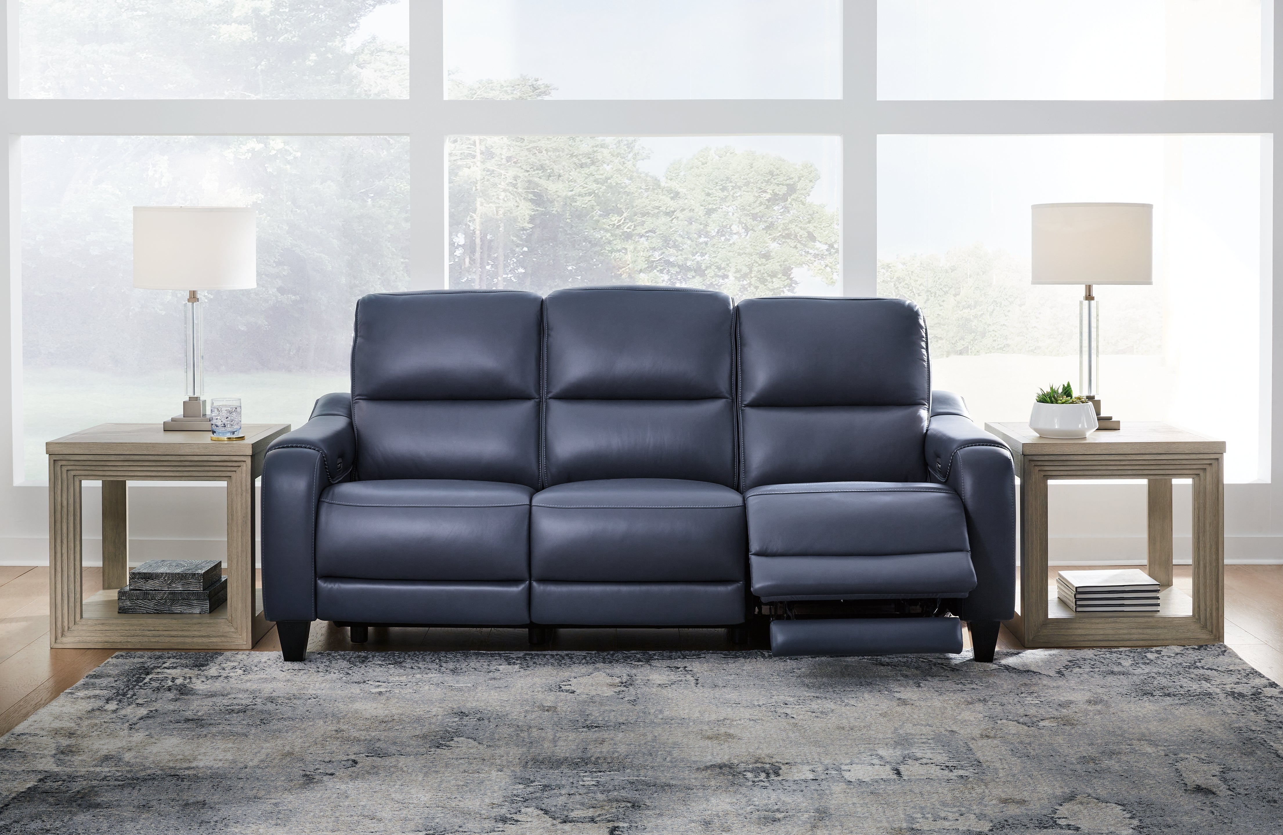 A2Z Furniture - Ashley Furniture - Mercomatic Living Room - PWR REC Sofa with ADJ Headrest / Ocean - U7531115