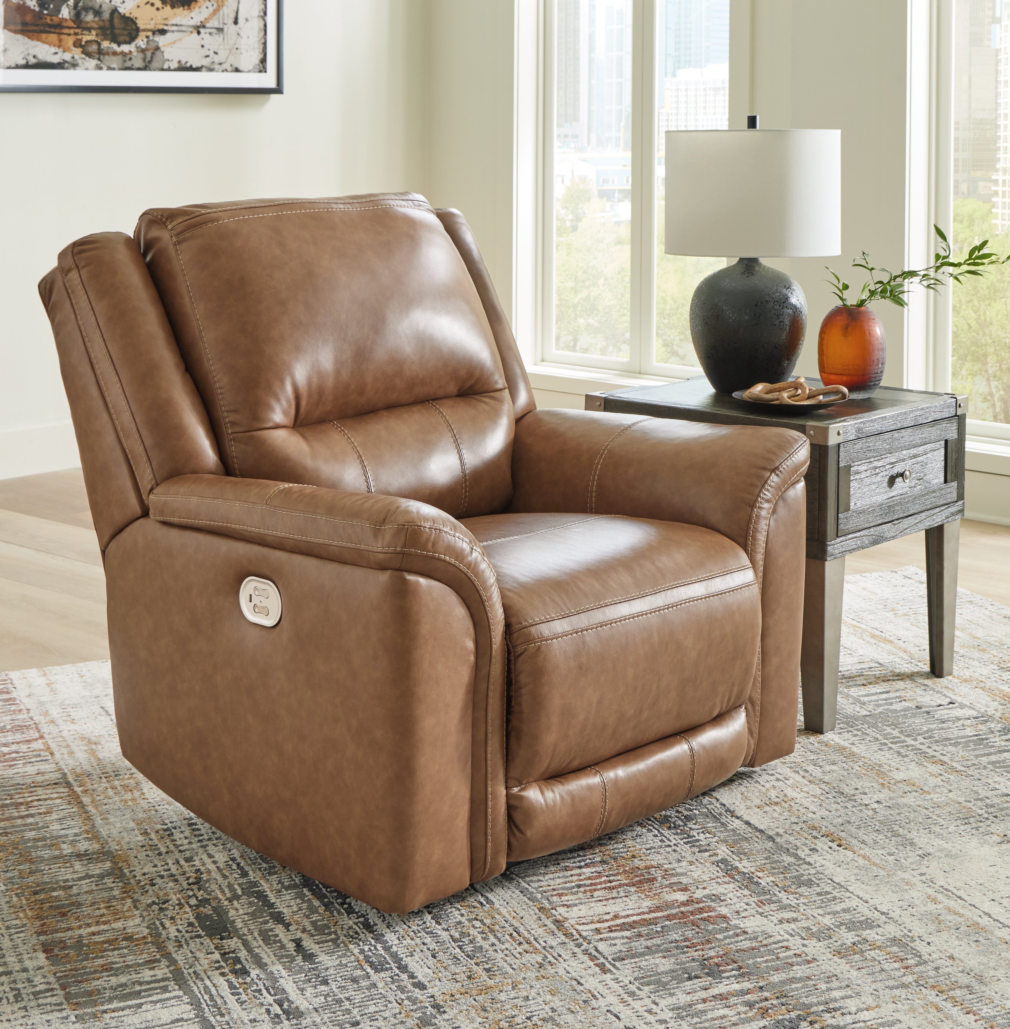 A2Z Furniture - Ashley Furniture - Trasimeno Living Room - PWR Recliner/ADJ Headrest / Caramel - U8281513