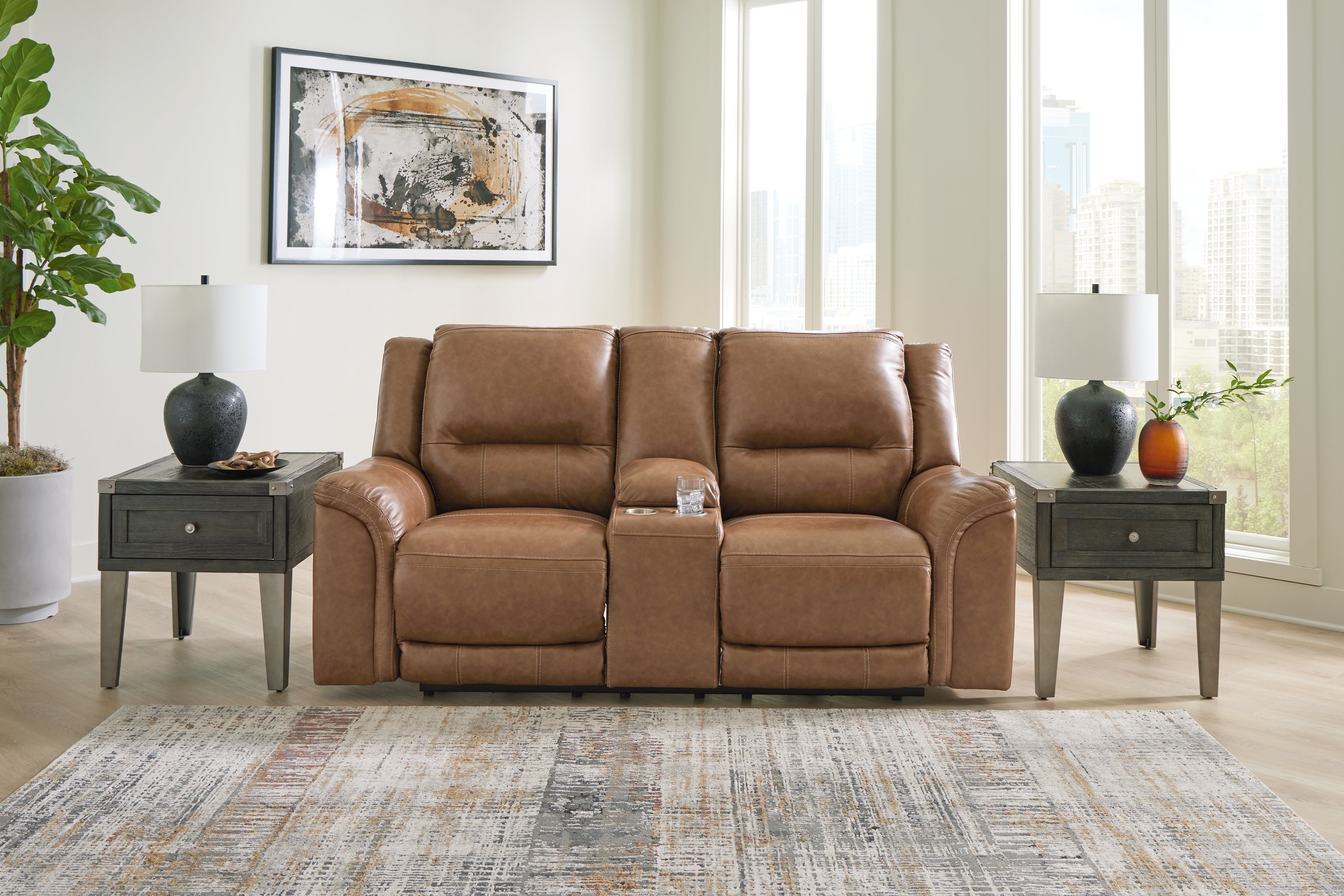 A2Z Furniture - Ashley Furniture - Trasimeno Living Room - PWR REC Loveseat/CON/ADJ HDRST / Caramel - U8281518