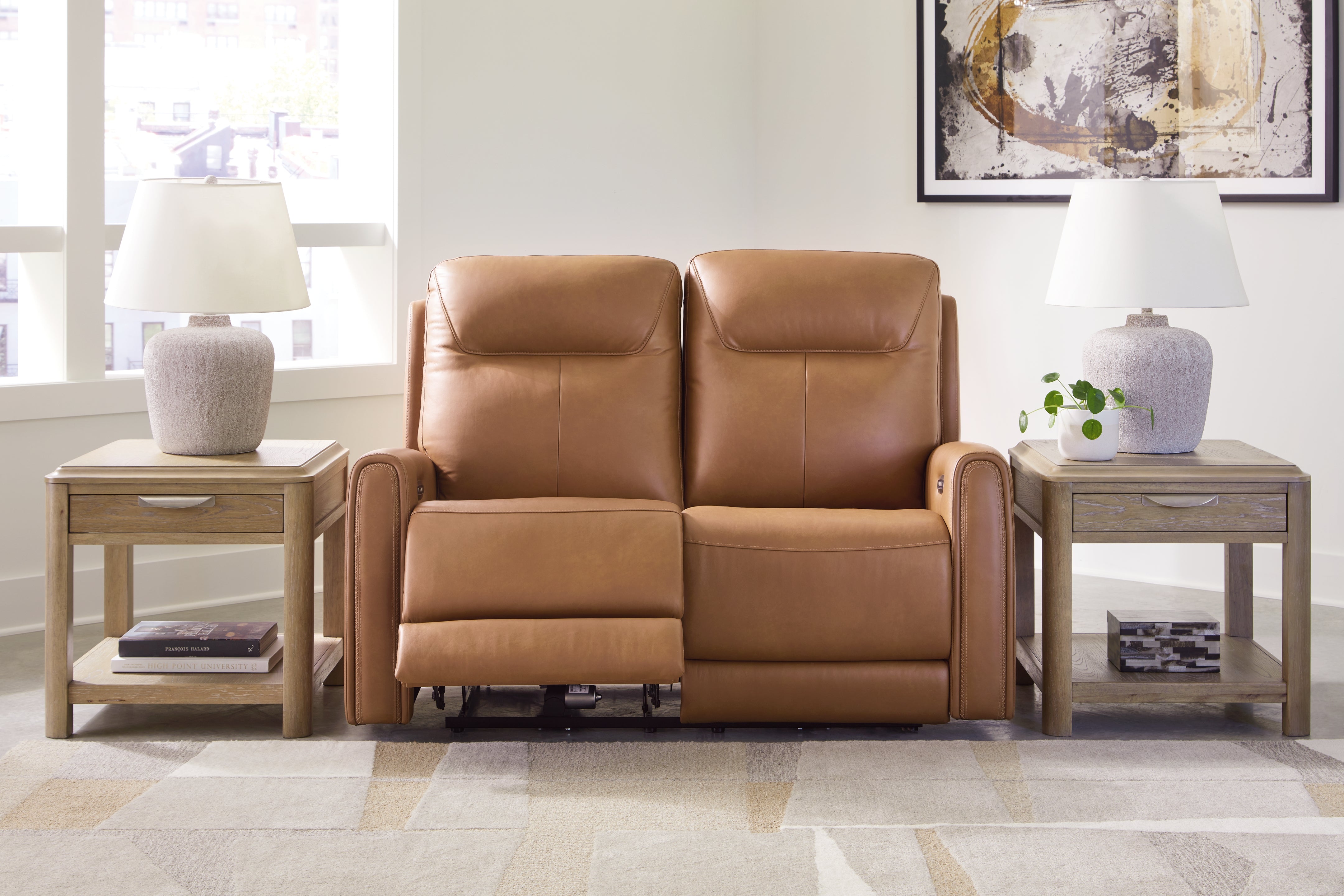 A2Z Furniture - Ashley Furniture - Tryanny Living Room - PWR REC Loveseat/ADJ Headrest / Butterscotch - U9370414