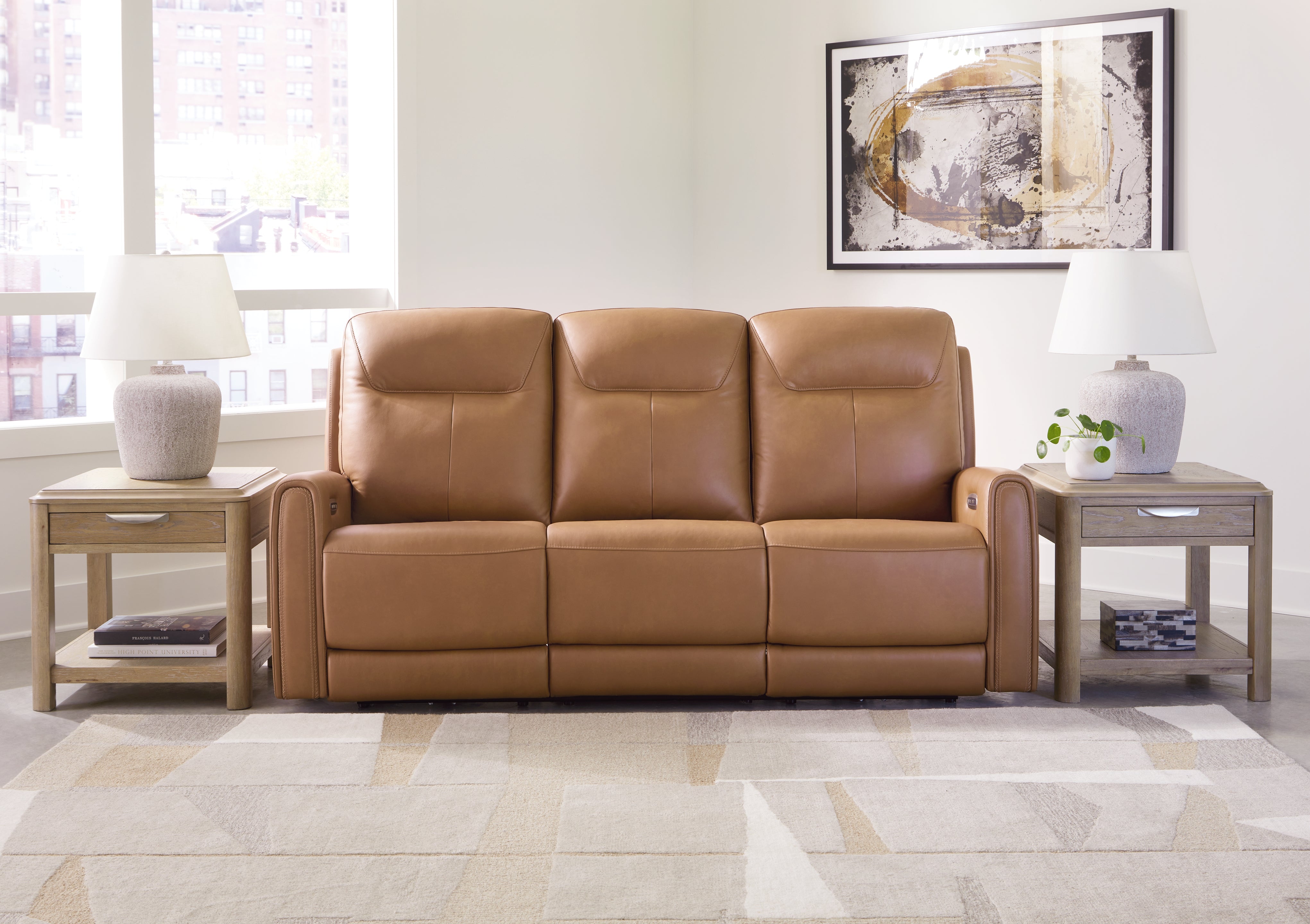A2Z Furniture - Ashley Furniture - Tryanny Living Room - PWR REC Sofa with ADJ Headrest / Butterscotch - U9370415