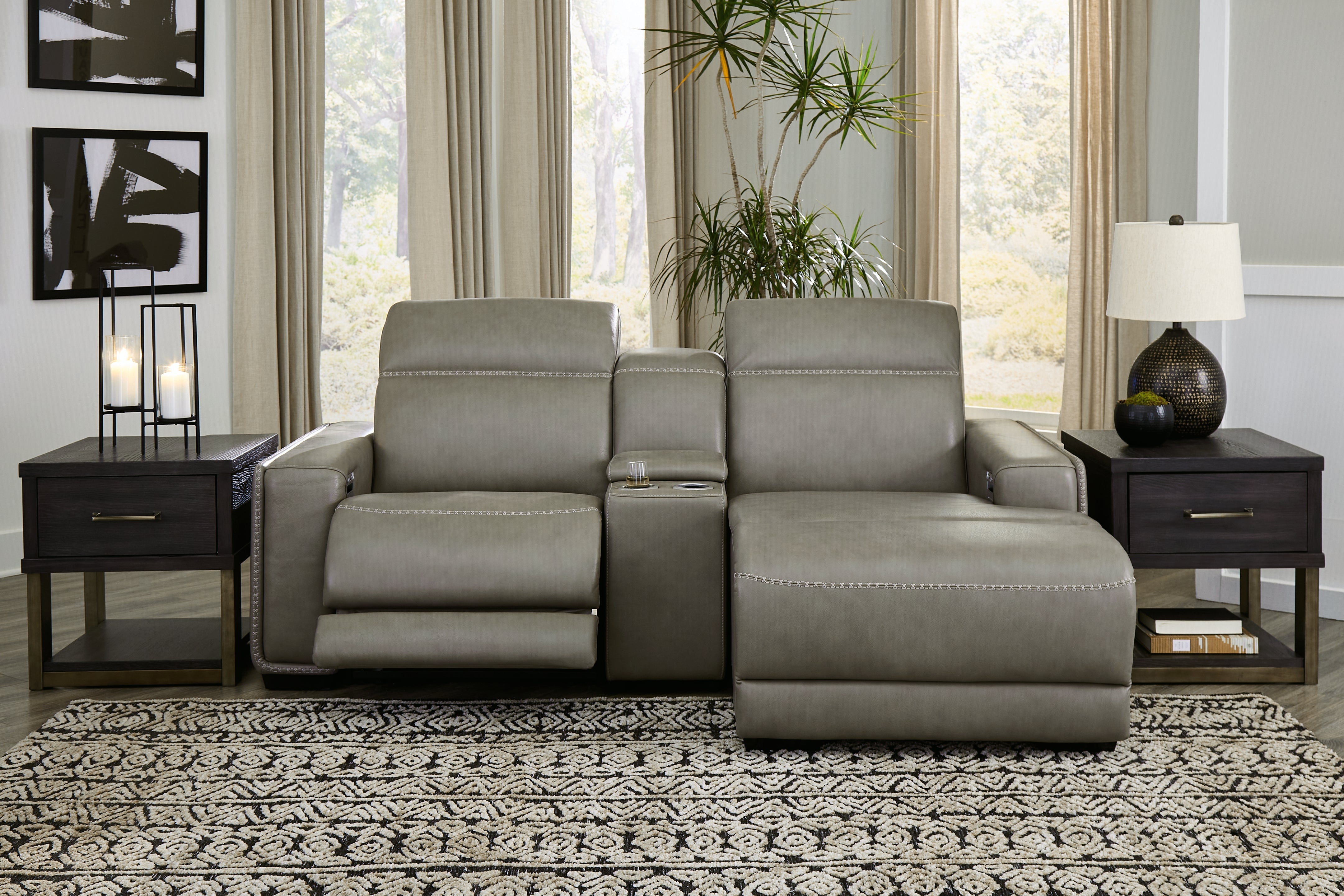 A2Z Furniture - Ashley Furniture - Correze Sectional - 3-Piece Power Reclining Sectional with Chaise / Gray - U94202S11