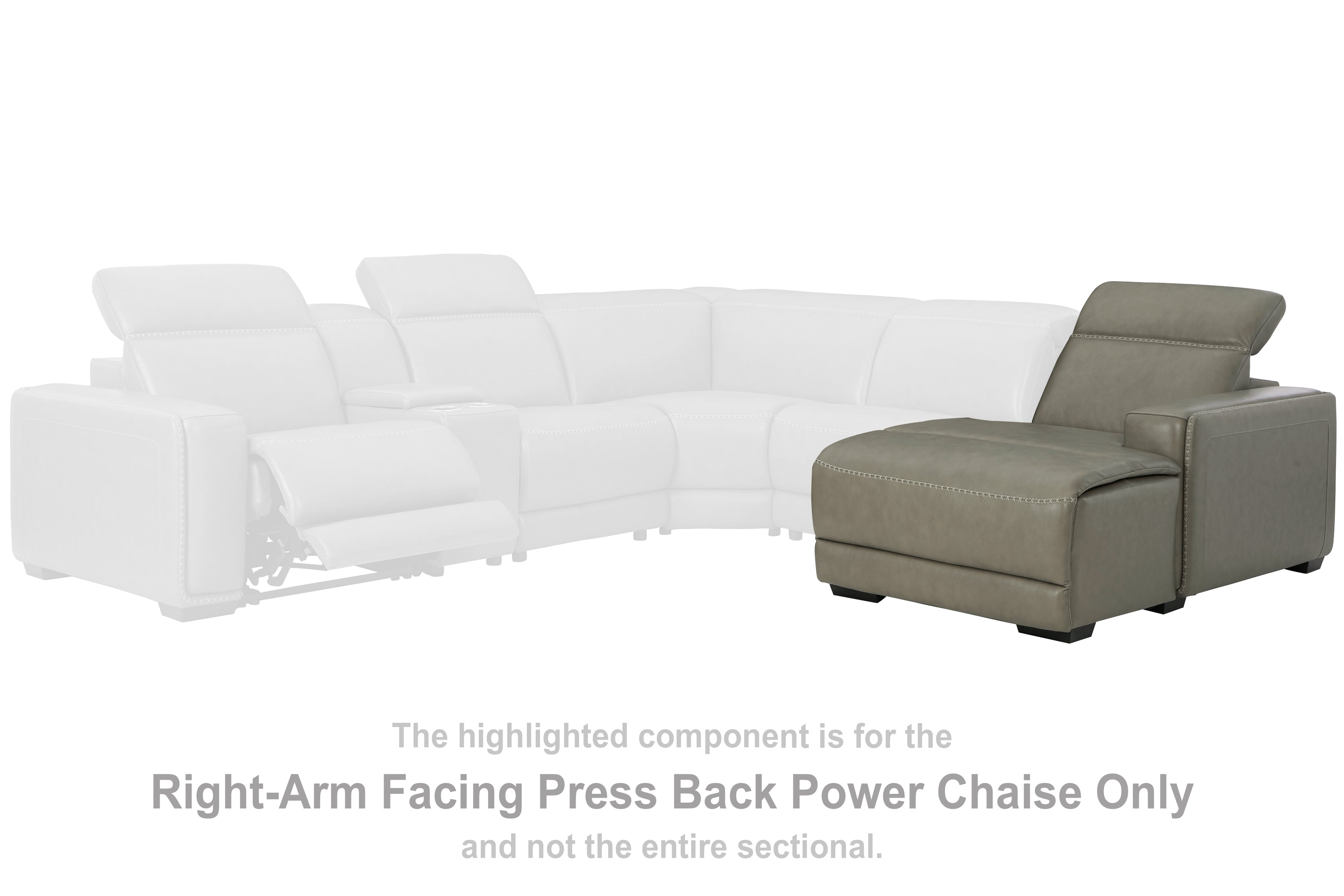 A2Z Furniture - Ashley Furniture - Correze Sectional - RAF PWR Reclining Back Chaise / Gray - U9420297
