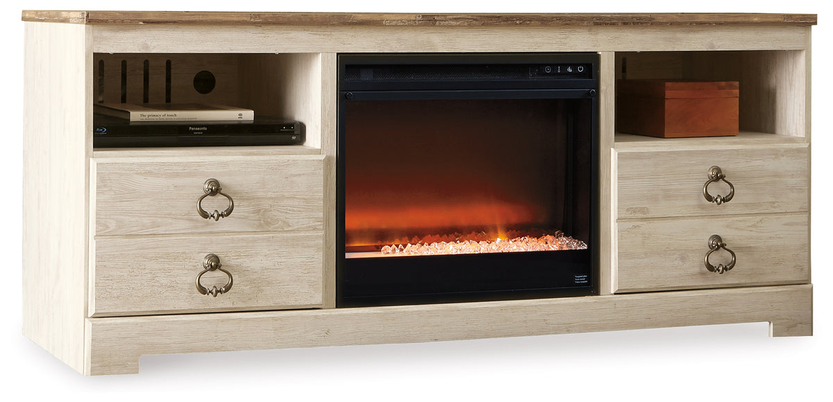 A2Z Furniture - Ashley Furniture - Willowton 64" TV Stand with Electric Fireplace - 64" TV Stand with Electric Fireplace / Whitewash - W267W10