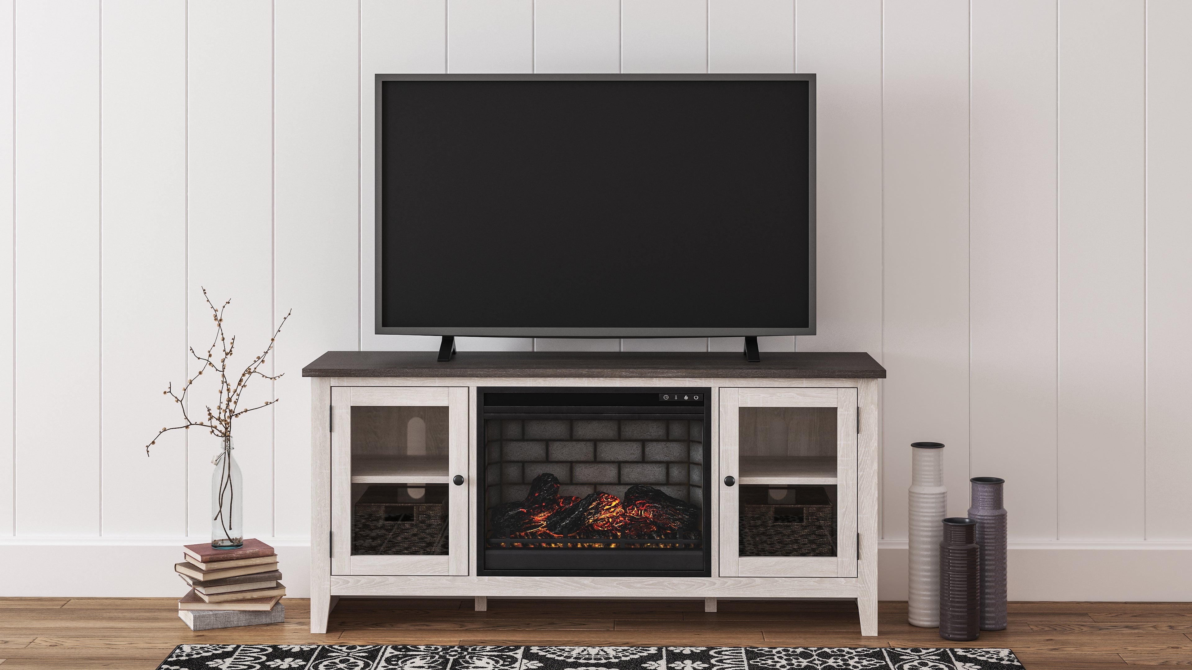 A2Z Furniture - Ashley Furniture - Dorrinson 60" TV Stand with Electric Fireplace - 60" TV Stand with Electric Fireplace / Two-tone - W287W3