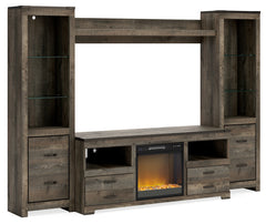 A2Z Furniture - Ashley Furniture - Trinell 4-Piece Entertainment Center with Electric Fireplace - 4-Piece Entertainment Center with Electric Fireplace / Brown - W446W10
