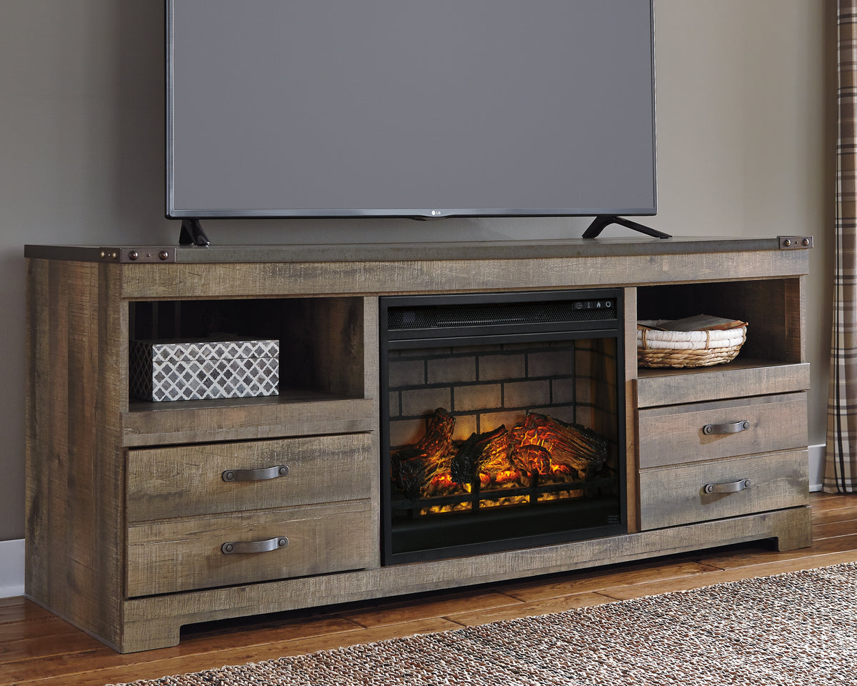 A2Z Furniture - Ashley Furniture - Trinell 63" TV Stand with Electric Fireplace - 63" TV Stand with Electric Fireplace / Brown - W446W9