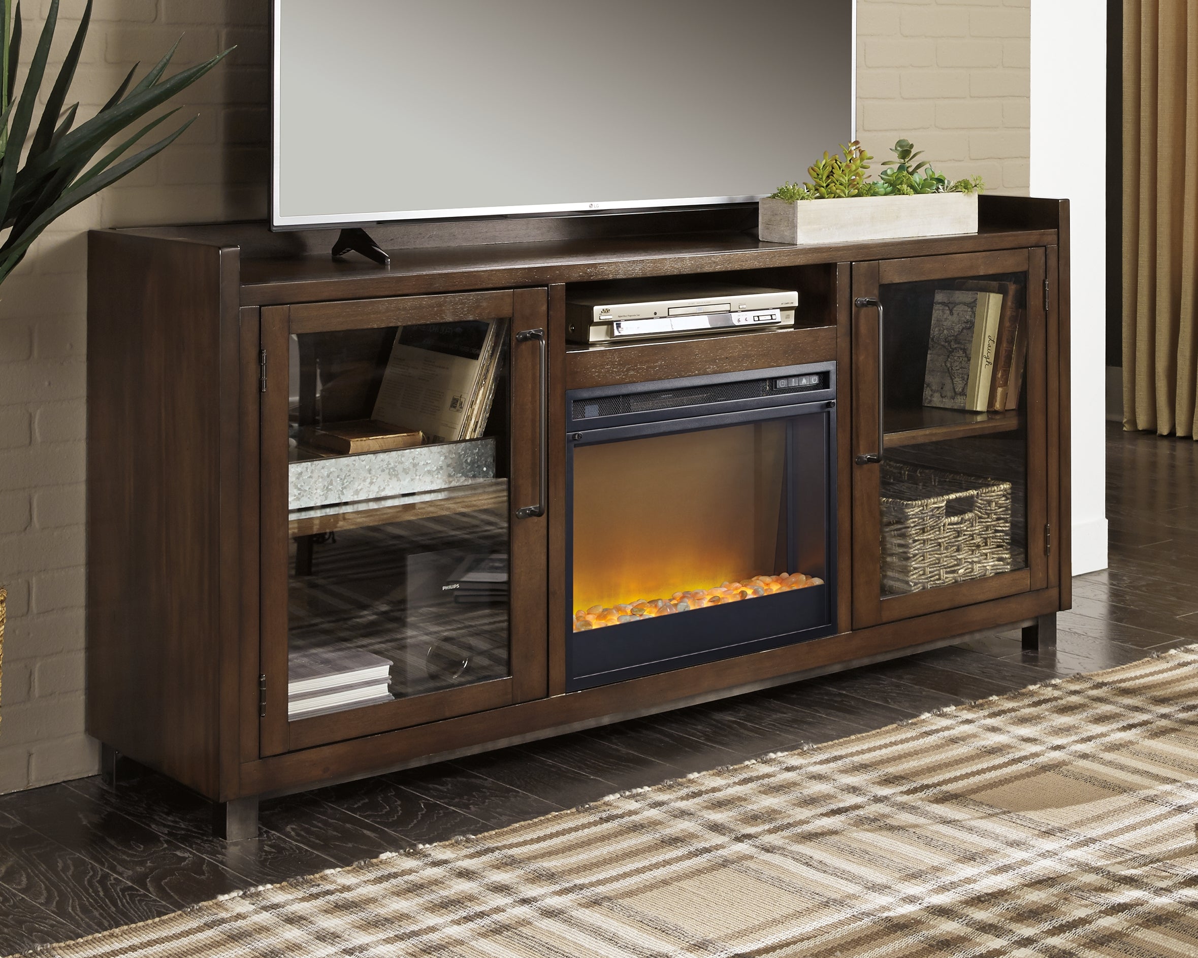 A2Z Furniture - Ashley Furniture - Starmore 70" TV Stand with Electric Fireplace - 70" TV Stand with Electric Fireplace / Brown - W633W4