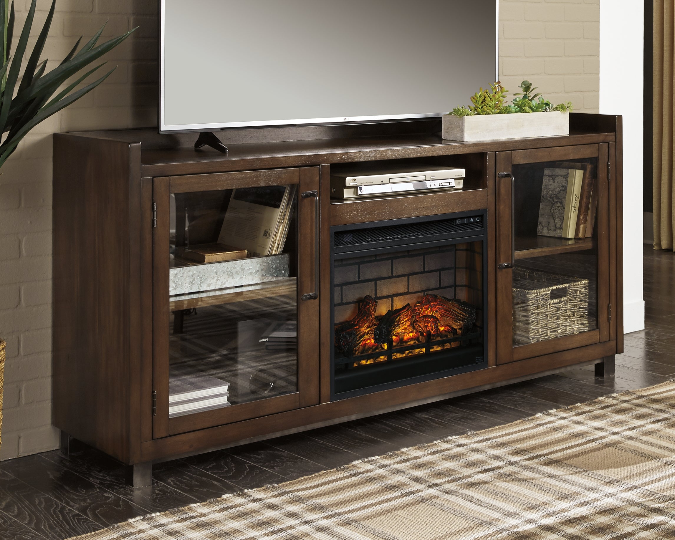 A2Z Furniture - Ashley Furniture - Starmore 70" TV Stand with Electric Fireplace - 70" TV Stand with Electric Fireplace / Brown - W633W5