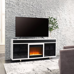 A2Z Furniture - Ashley Furniture - Gardoni 72" TV Stand with Electric Fireplace - 72" TV Stand with Electric Fireplace / White/Black - W756W1